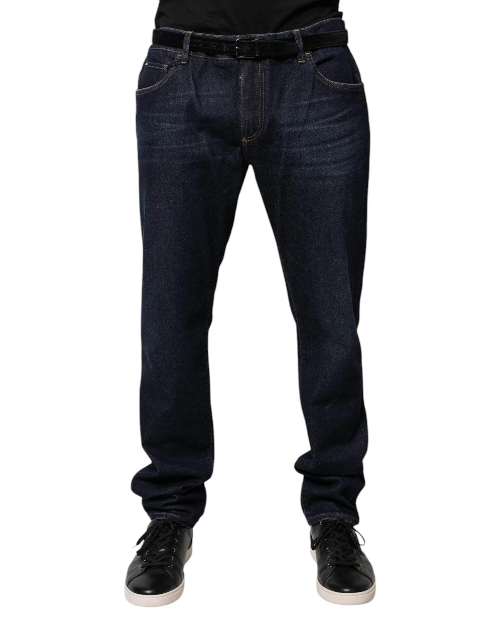 Dolce & Gabbana Dark Blue Cotton Skinny Denim Jeans - Hilstor