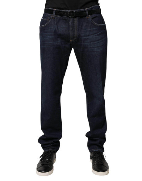 Dolce & Gabbana Dark Blue Cotton Skinny Denim Jeans - Hilstor