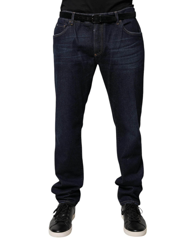 Dolce & Gabbana Dark Blue Cotton Skinny Denim Jeans - Hilstor