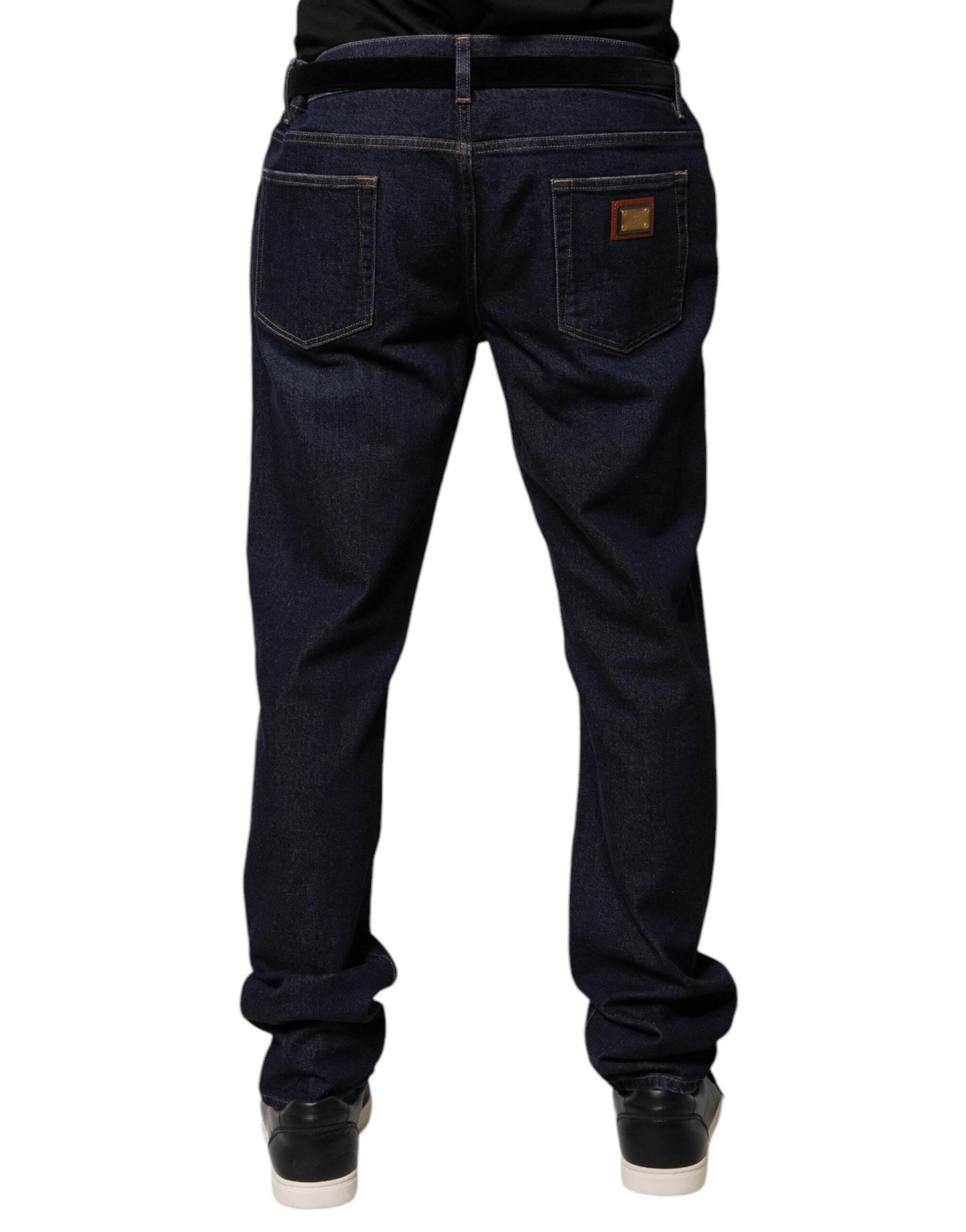 Dolce & Gabbana Dark Blue Cotton Skinny Denim Jeans - Hilstor