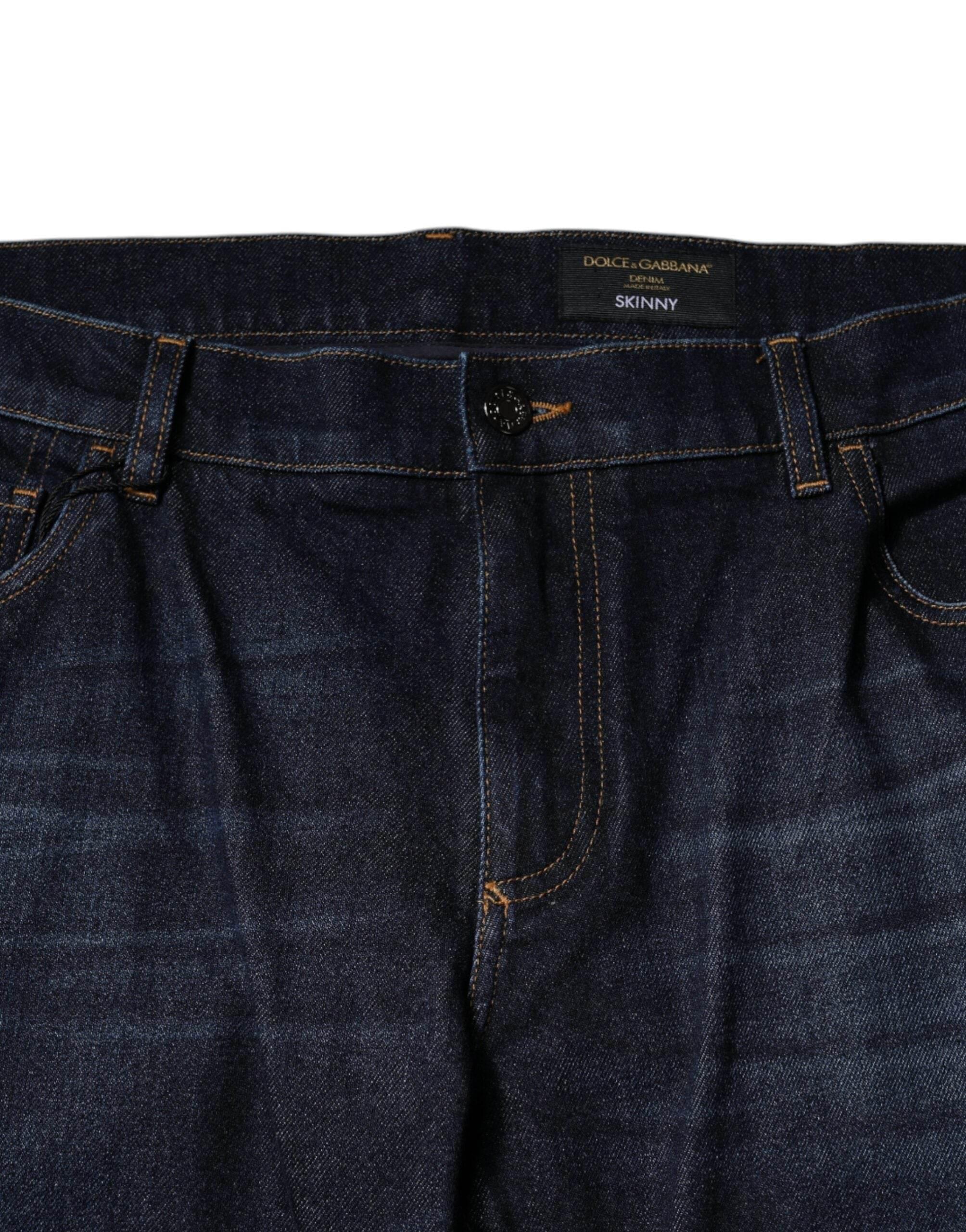 Dolce & Gabbana Dark Blue Cotton Skinny Denim Jeans - Hilstor