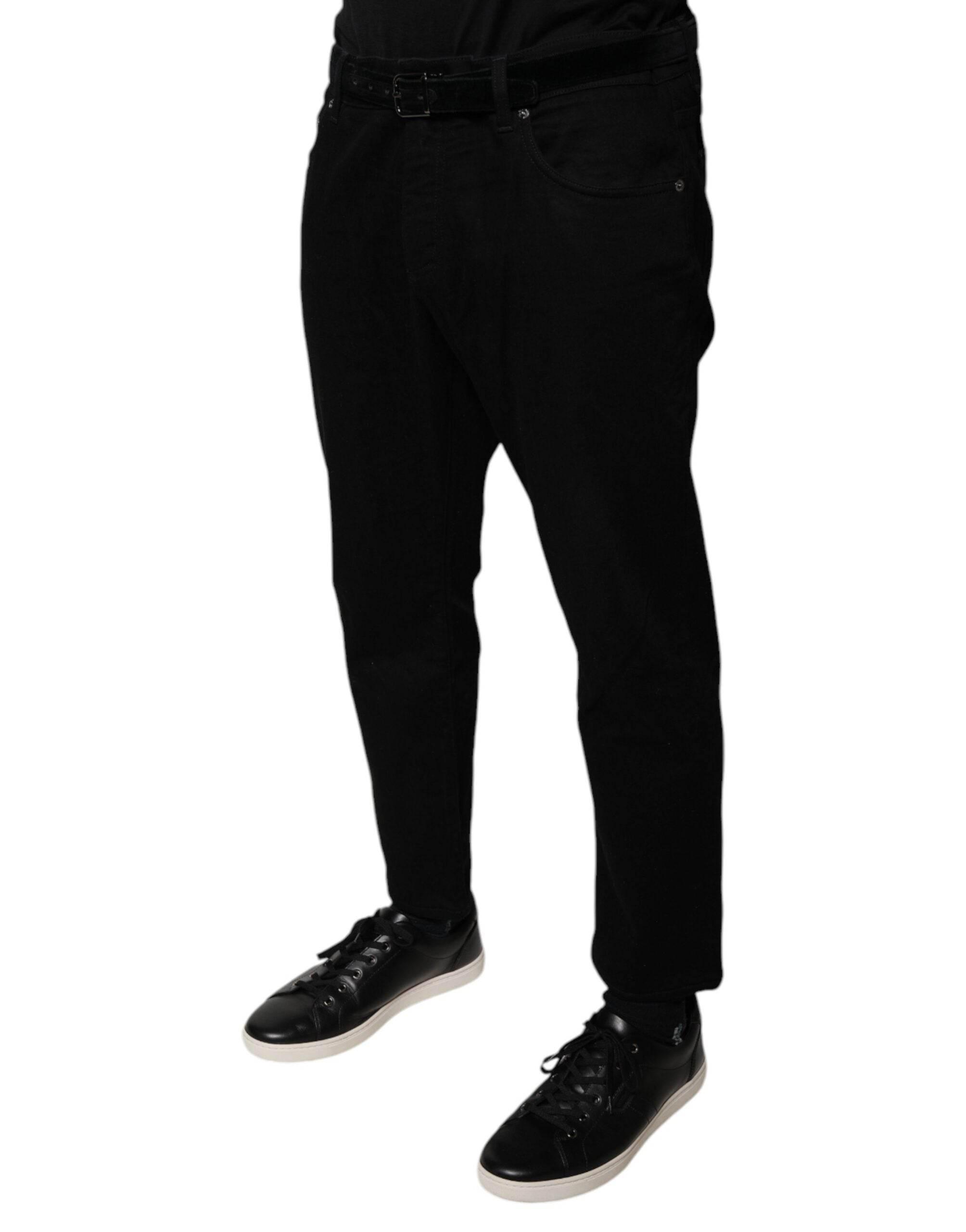 Dolce & Gabbana Black Cotton Stretch Logo Skinny Denim Jeans - Hilstor