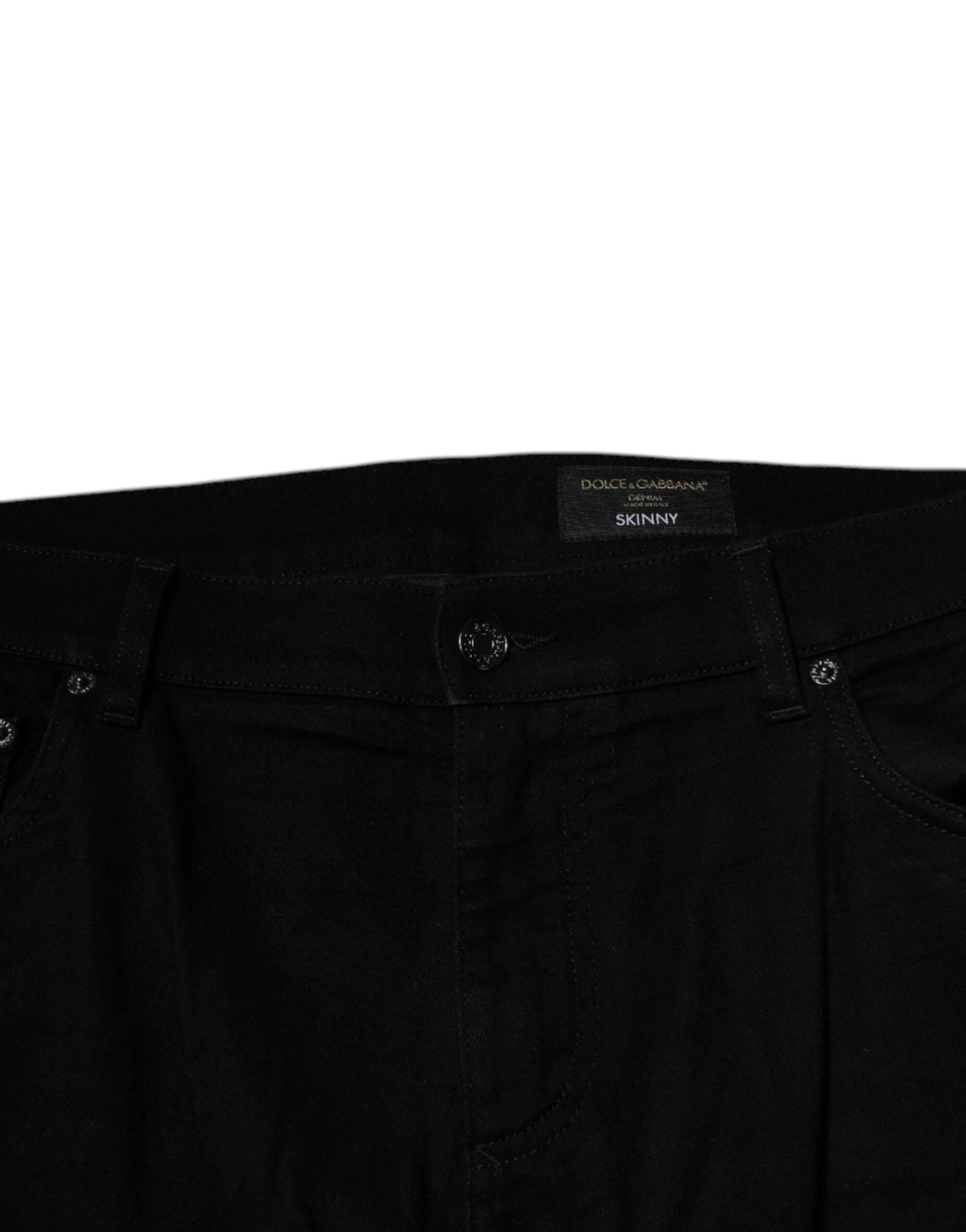 Dolce & Gabbana Black Cotton Stretch Logo Skinny Denim Jeans - Hilstor
