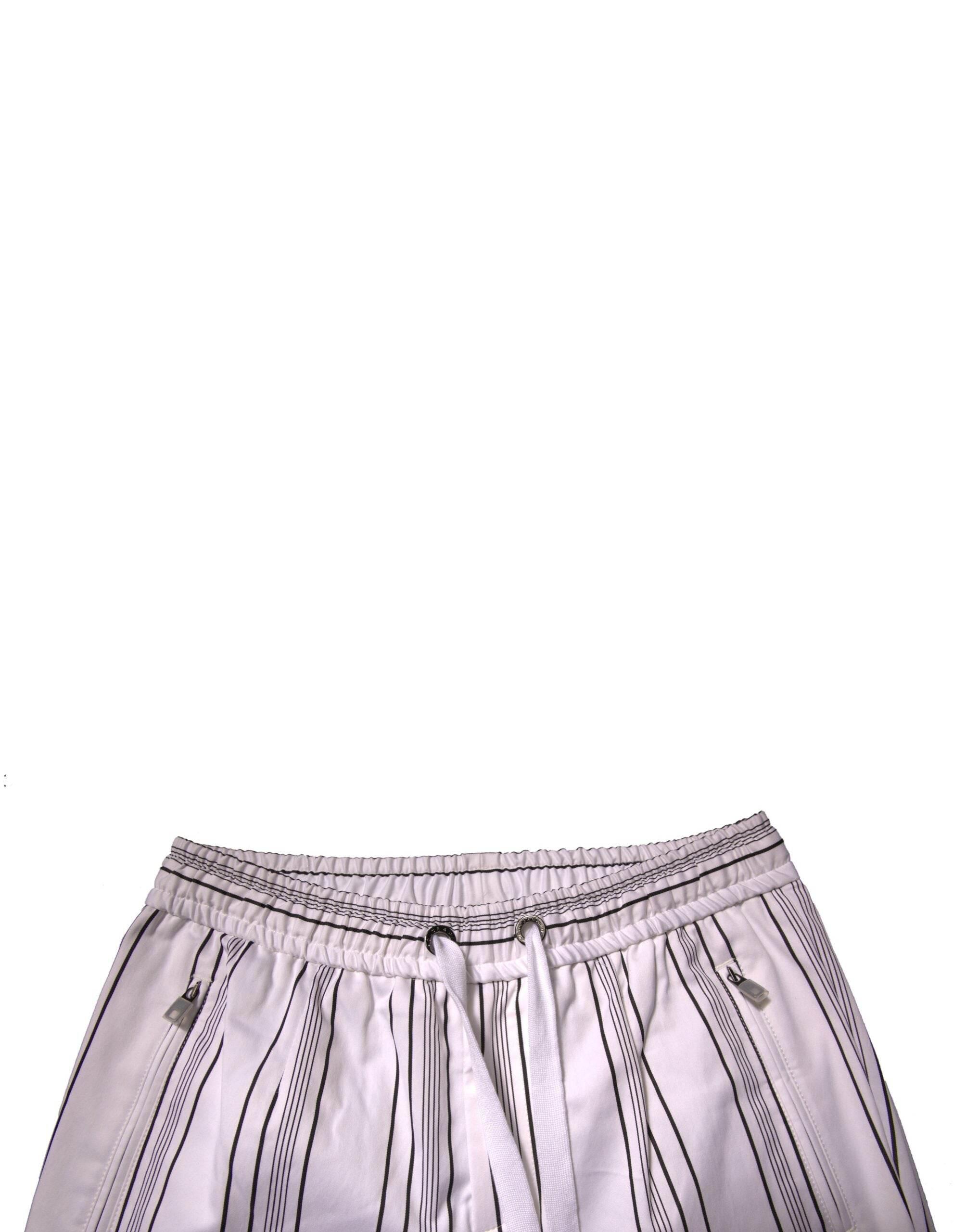 Dolce & Gabbana White Stripe Cotton Dress Skinny Pants - Hilstor