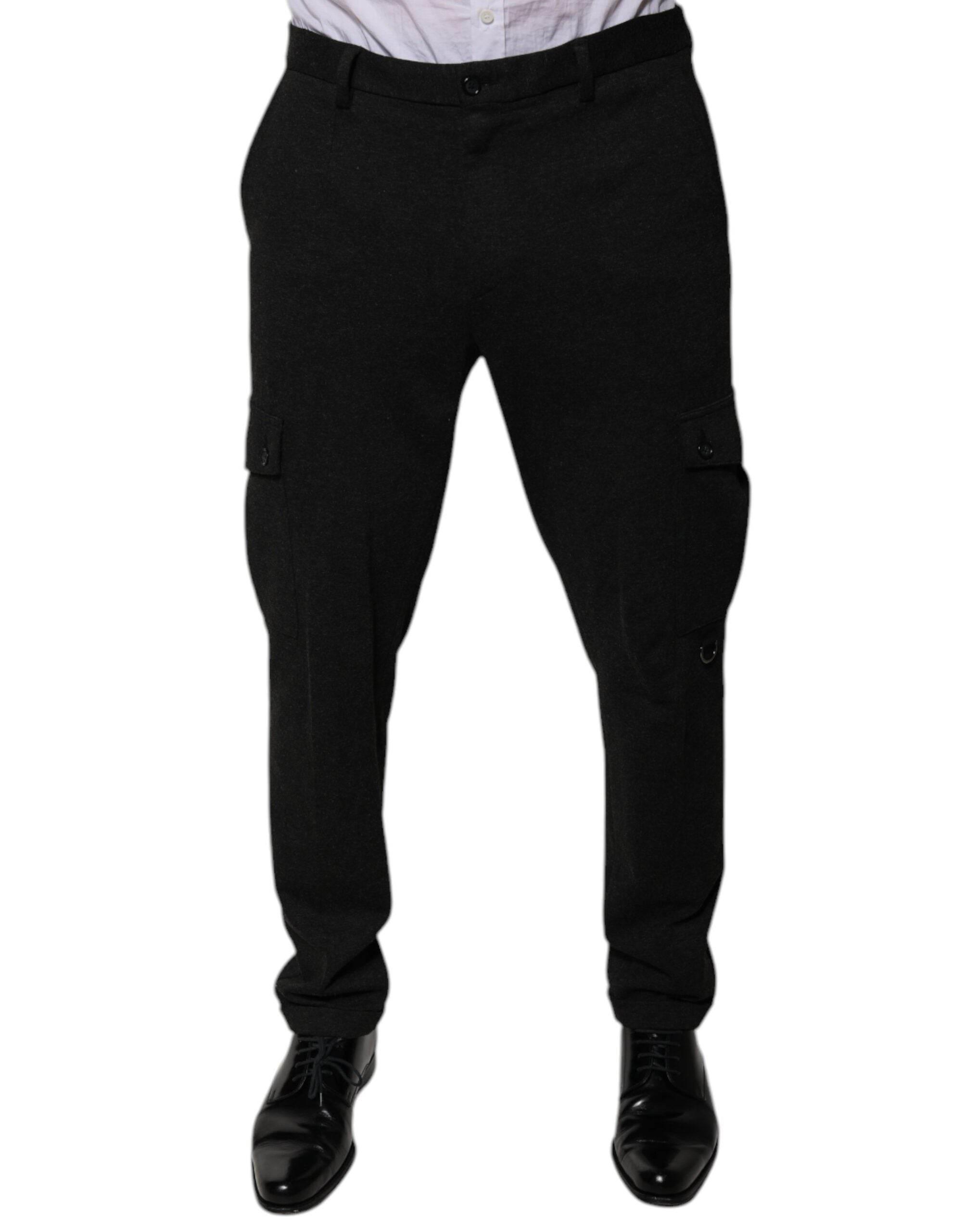 Dolce & Gabbana Black Viscose Cargo Men Casual Pants - Hilstor