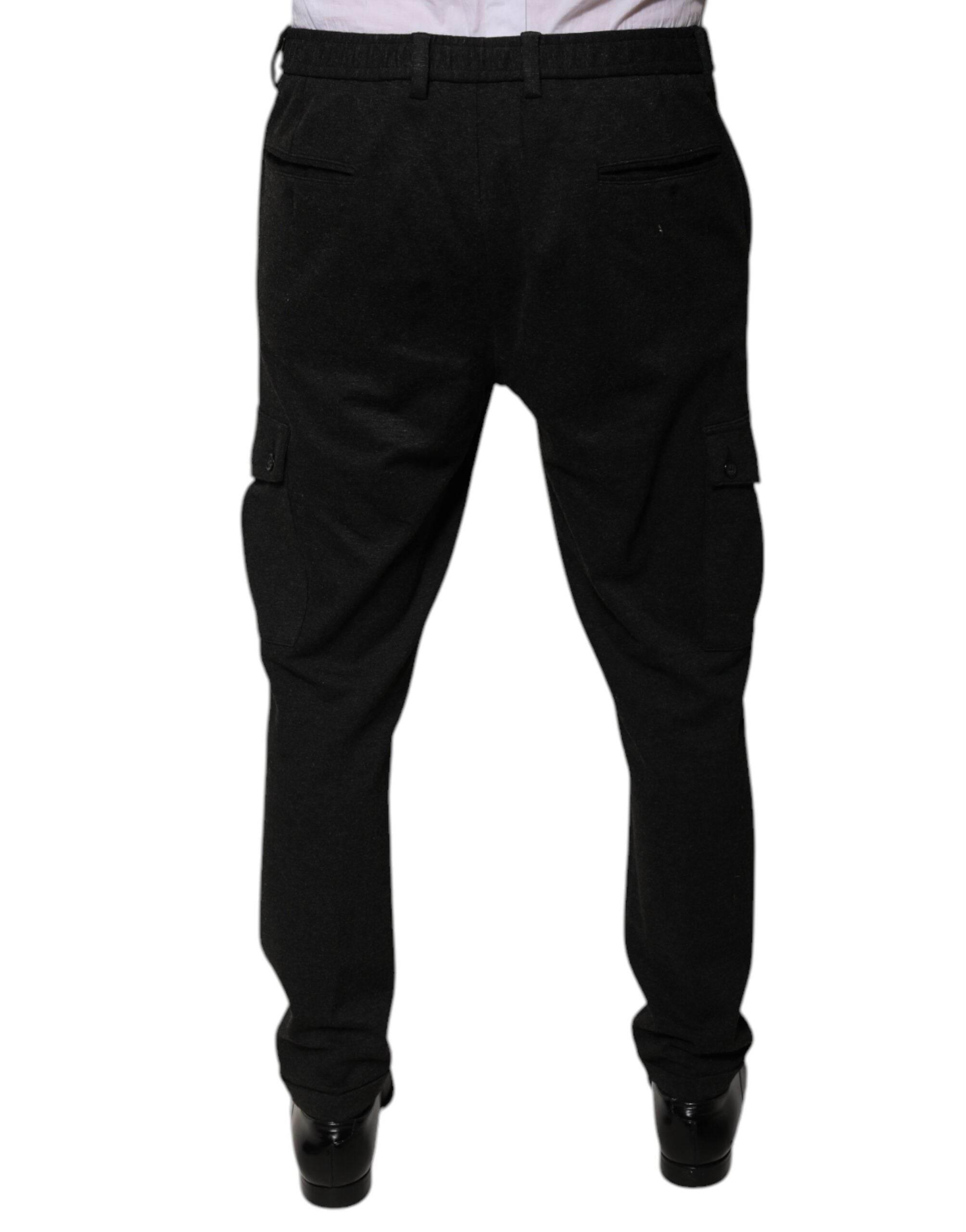 Dolce & Gabbana Black Viscose Cargo Men Casual Pants - Hilstor
