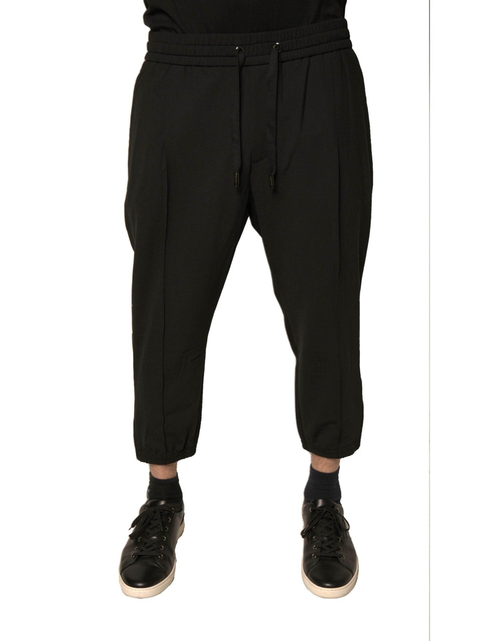 Dolce & Gabbana Black Wool Jogger Jogging Pants - Hilstor