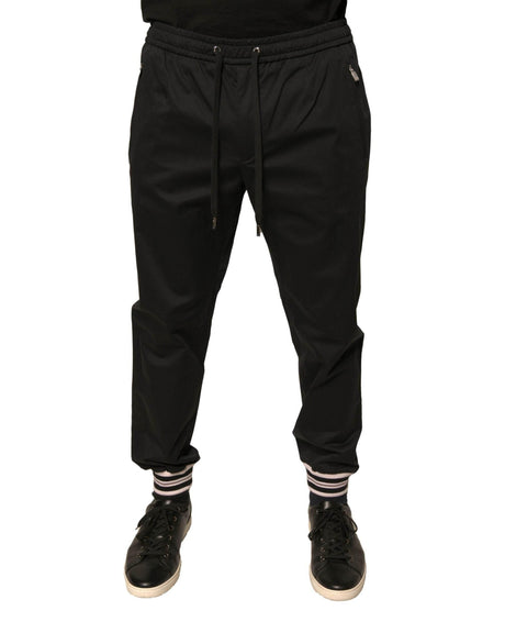 Dolce & Gabbana Black Cotton Stretch Jogger Sweatpants Pants - Hilstor