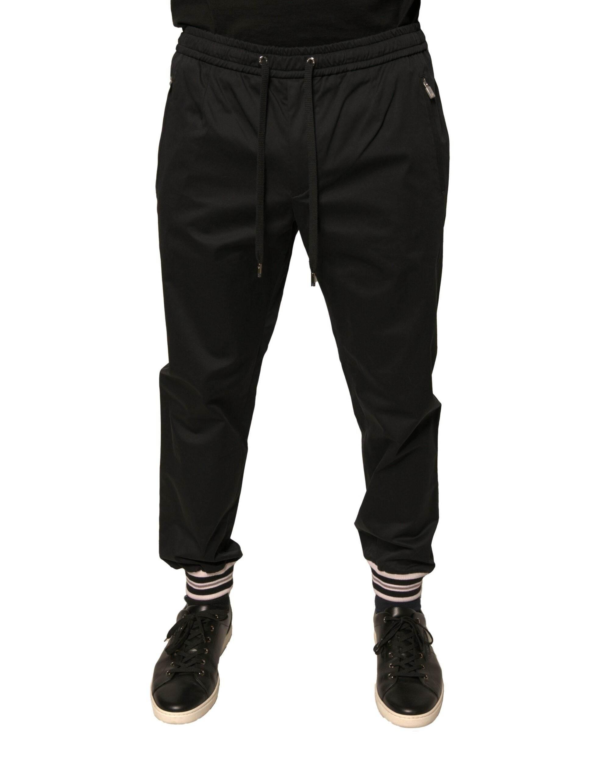 Dolce & Gabbana Black Cotton Stretch Jogger Sweatpants Pants - Hilstor
