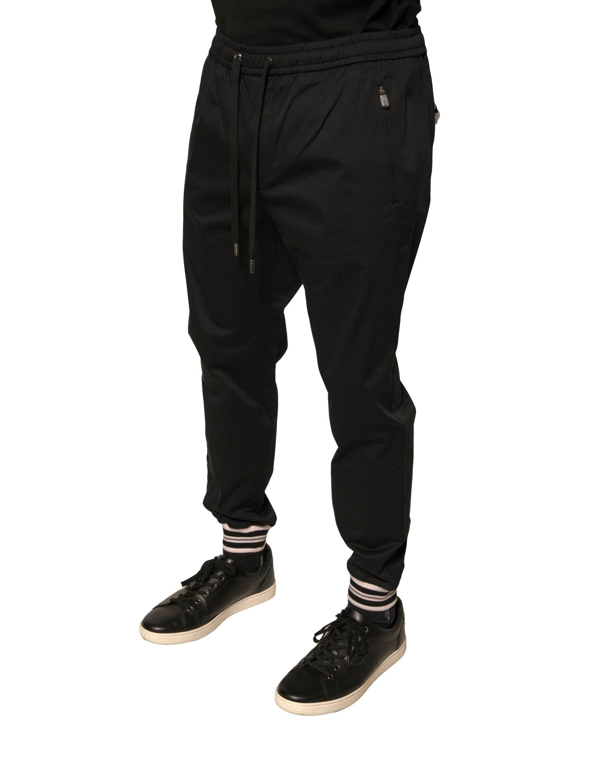 Dolce & Gabbana Black Cotton Stretch Jogger Sweatpants Pants - Hilstor