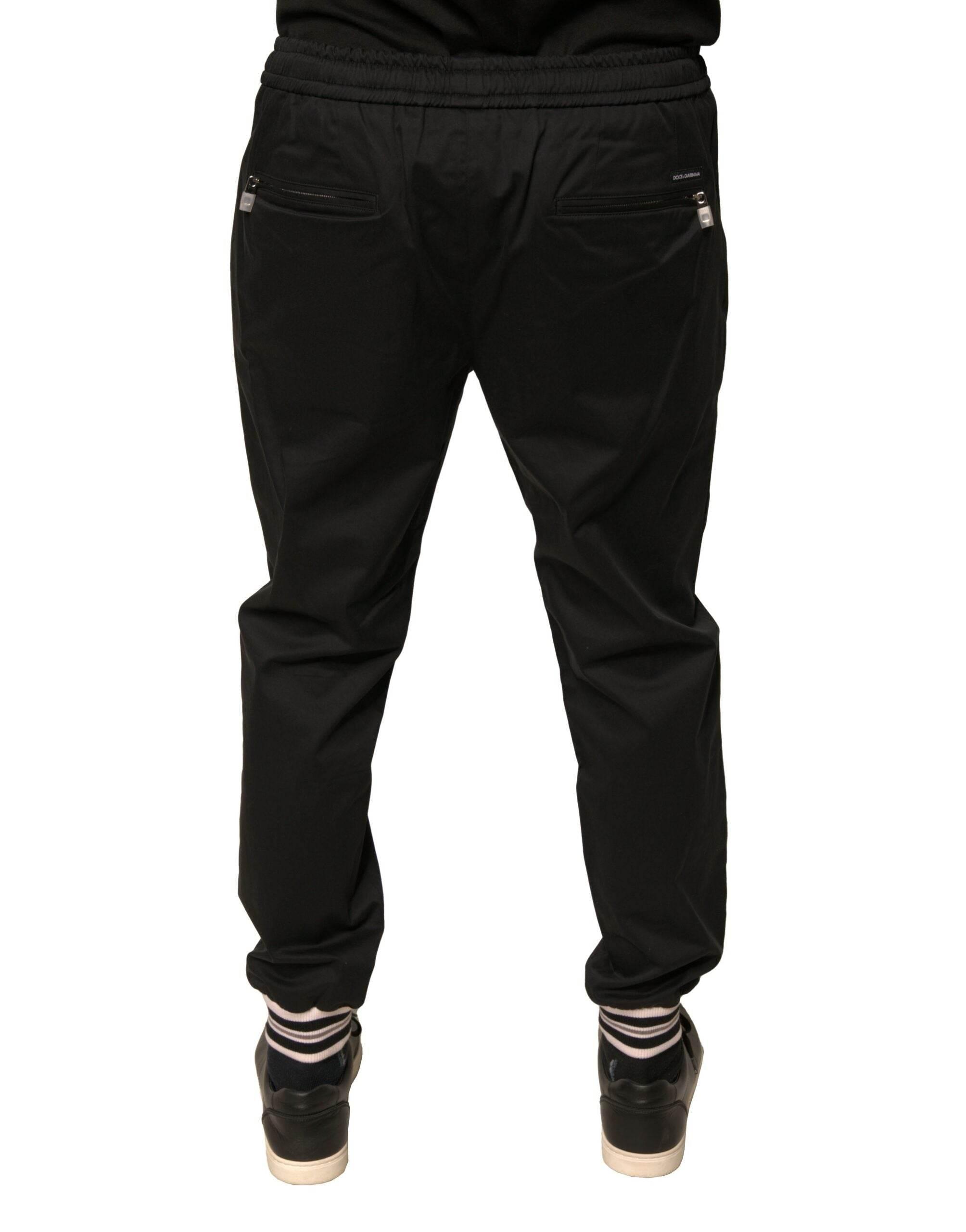 Dolce & Gabbana Black Cotton Stretch Jogger Sweatpants Pants - Hilstor