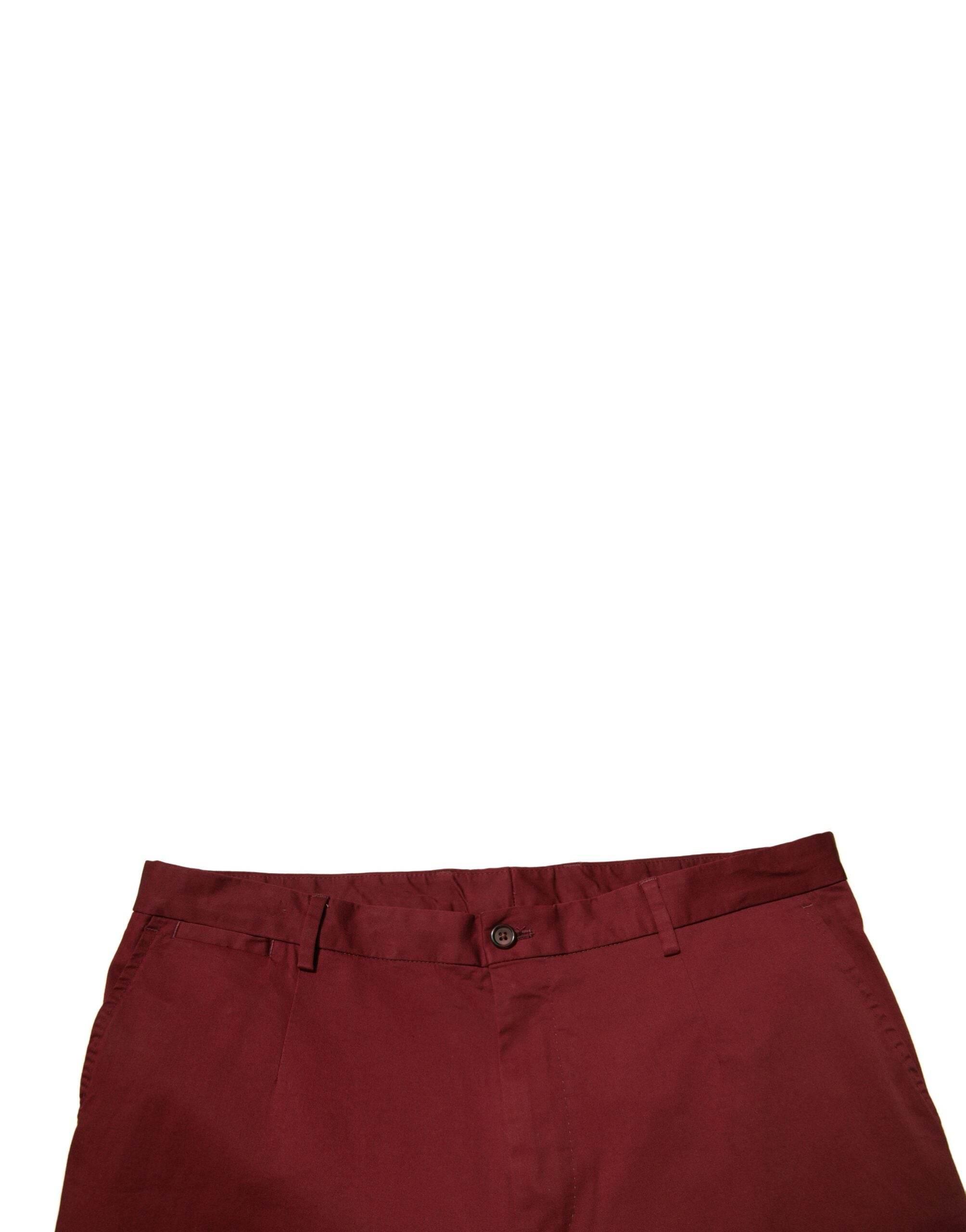 Dolce & Gabbana Maroon Cotton Men Skinny Dress Pants - Hilstor