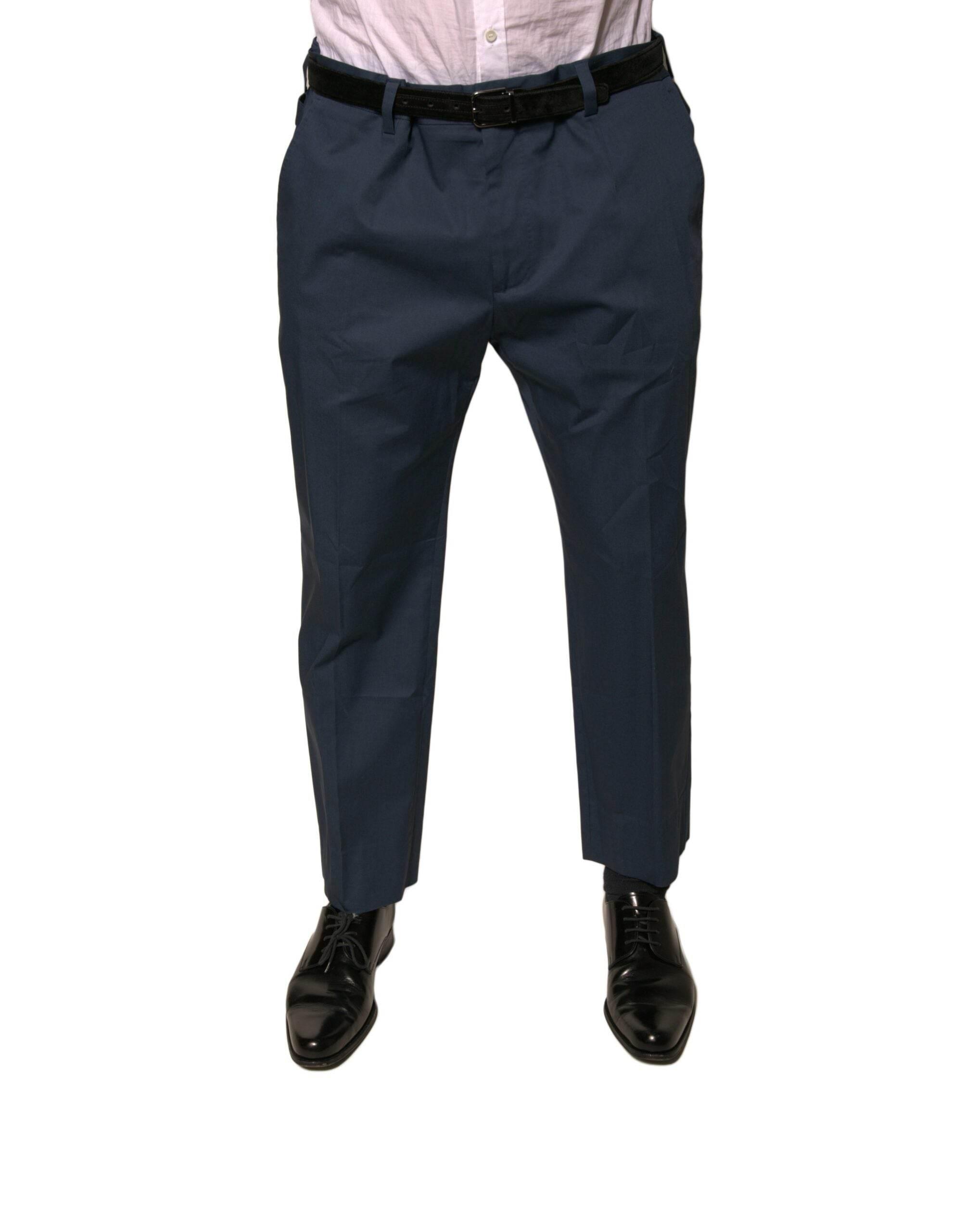 Dolce & Gabbana Blue Cotton Men Skinny Dress Pants - Hilstor