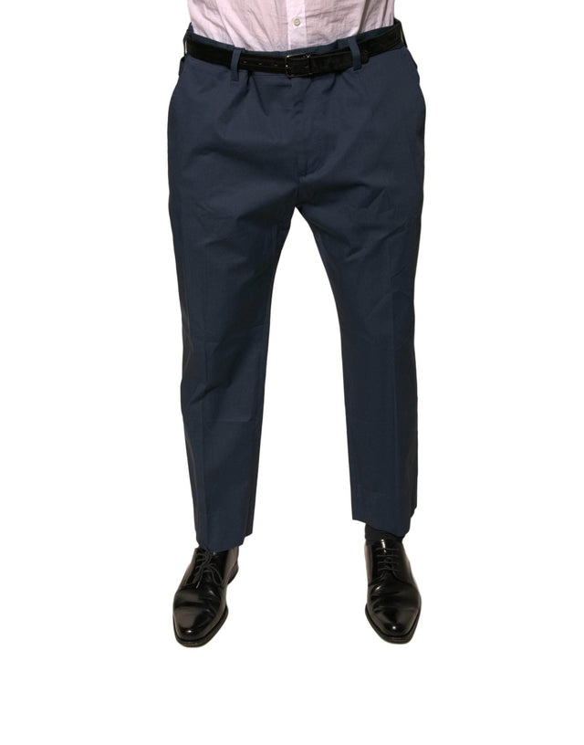 Dolce & Gabbana Blue Cotton Men Skinny Dress Pants - Hilstor