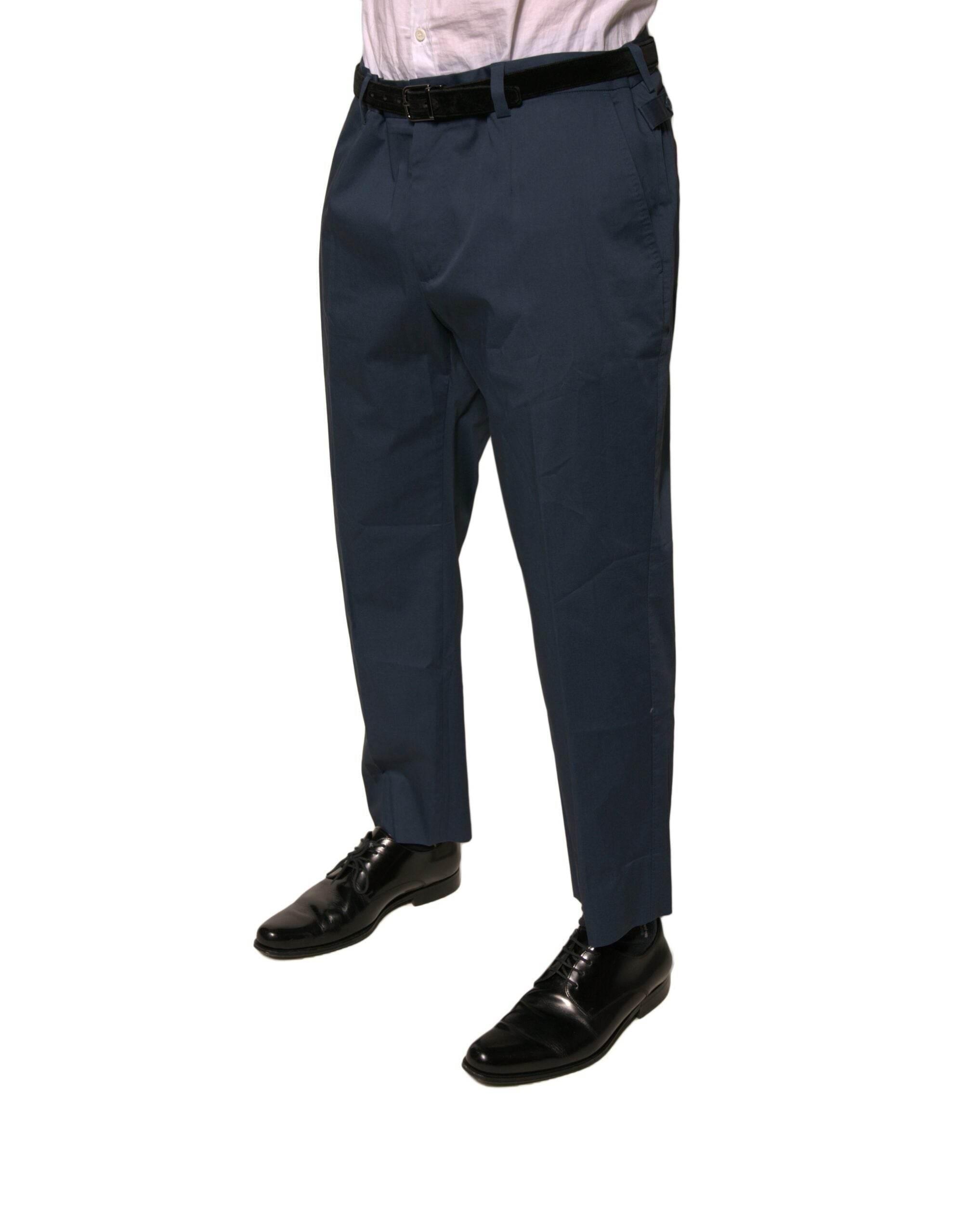Dolce & Gabbana Blue Cotton Men Skinny Dress Pants - Hilstor
