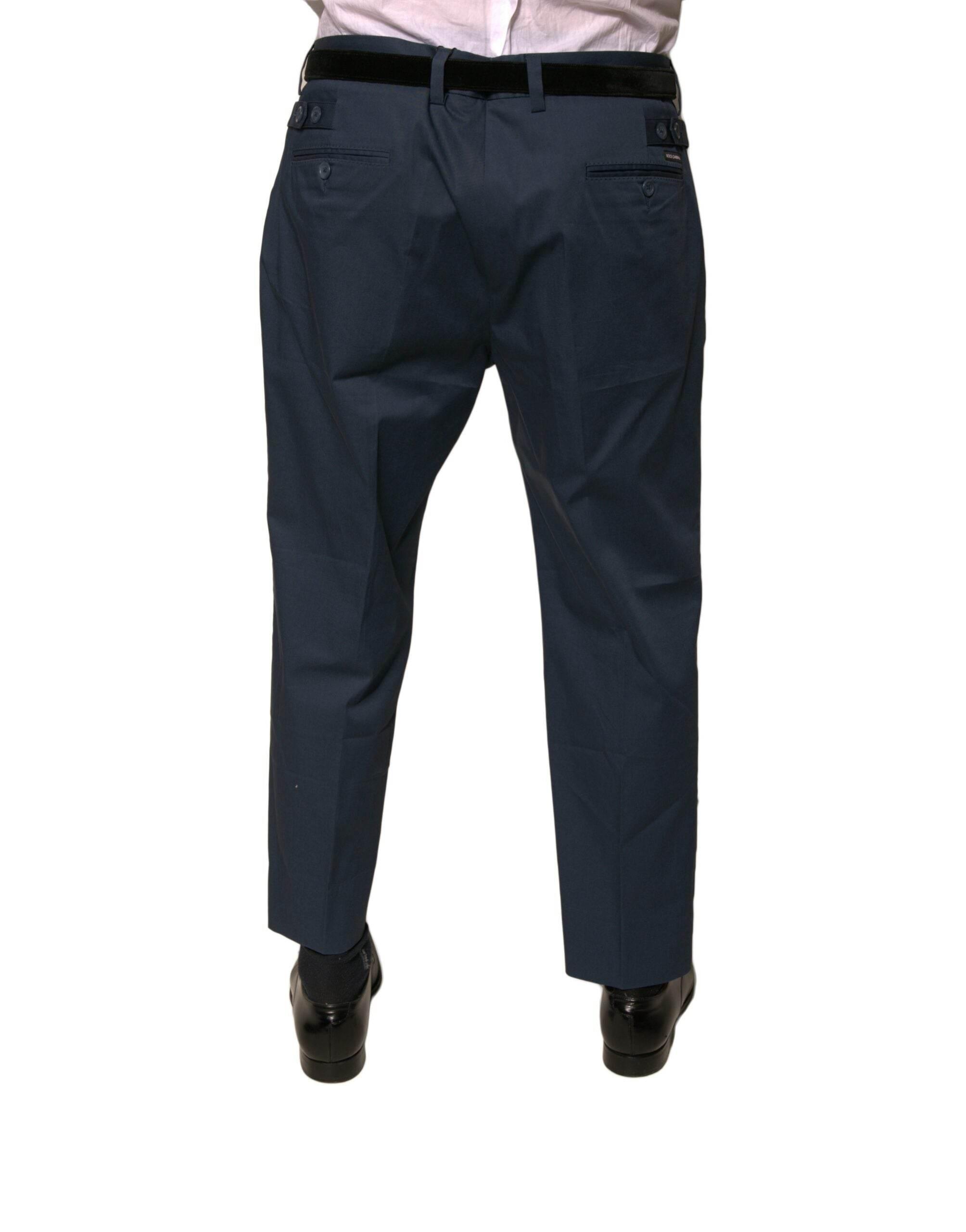 Dolce & Gabbana Blue Cotton Men Skinny Dress Pants - Hilstor