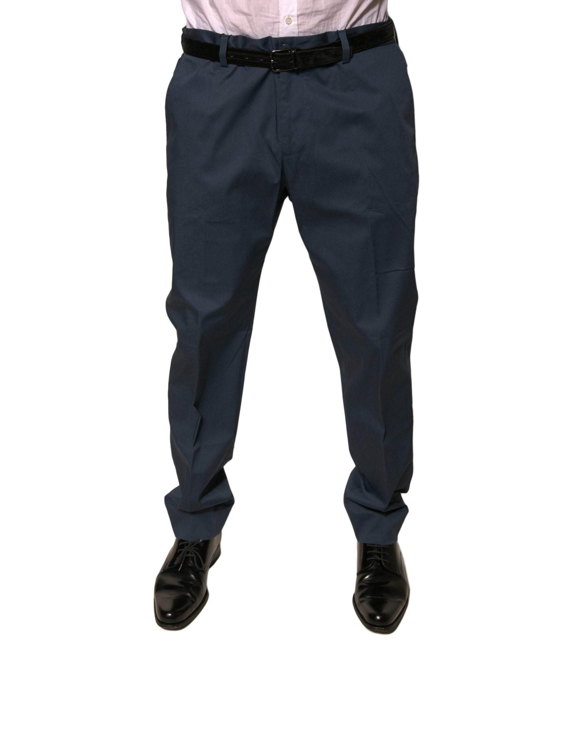 Dolce & Gabbana Dark Blue Cotton Stretch Skinny Men Dress Pants - Hilstor