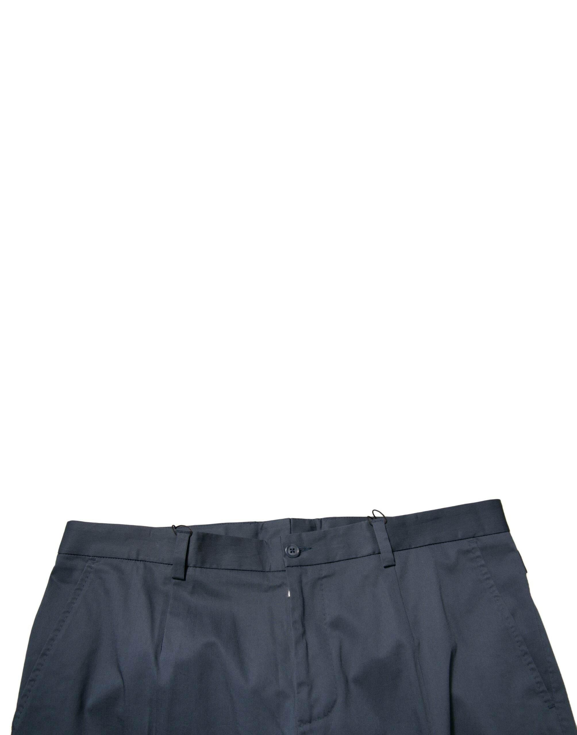 Dolce & Gabbana Dark Blue Cotton Stretch Skinny Men Dress Pants - Hilstor