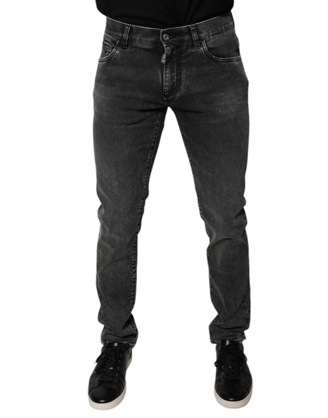 Dolce & Gabbana Black Logo Cotton Stretch Skinny Denim Pants - Hilstor