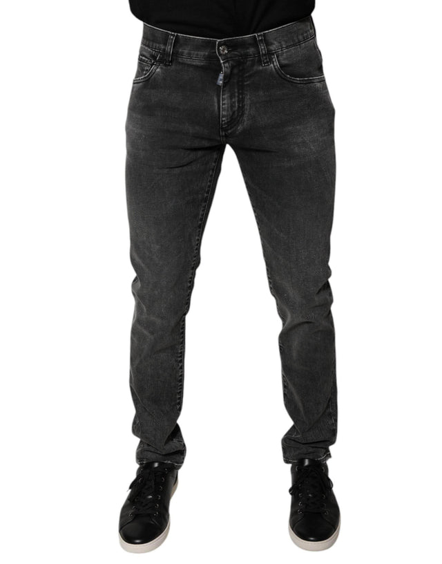 Dolce & Gabbana Black Logo Cotton Stretch Skinny Denim Pants - Hilstor