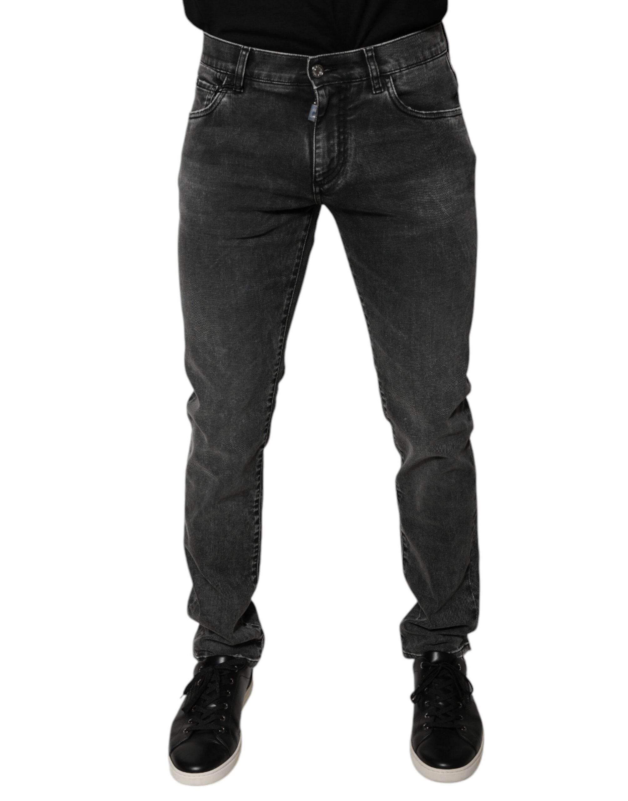 Dolce & Gabbana Black Logo Cotton Stretch Skinny Denim Pants - Hilstor