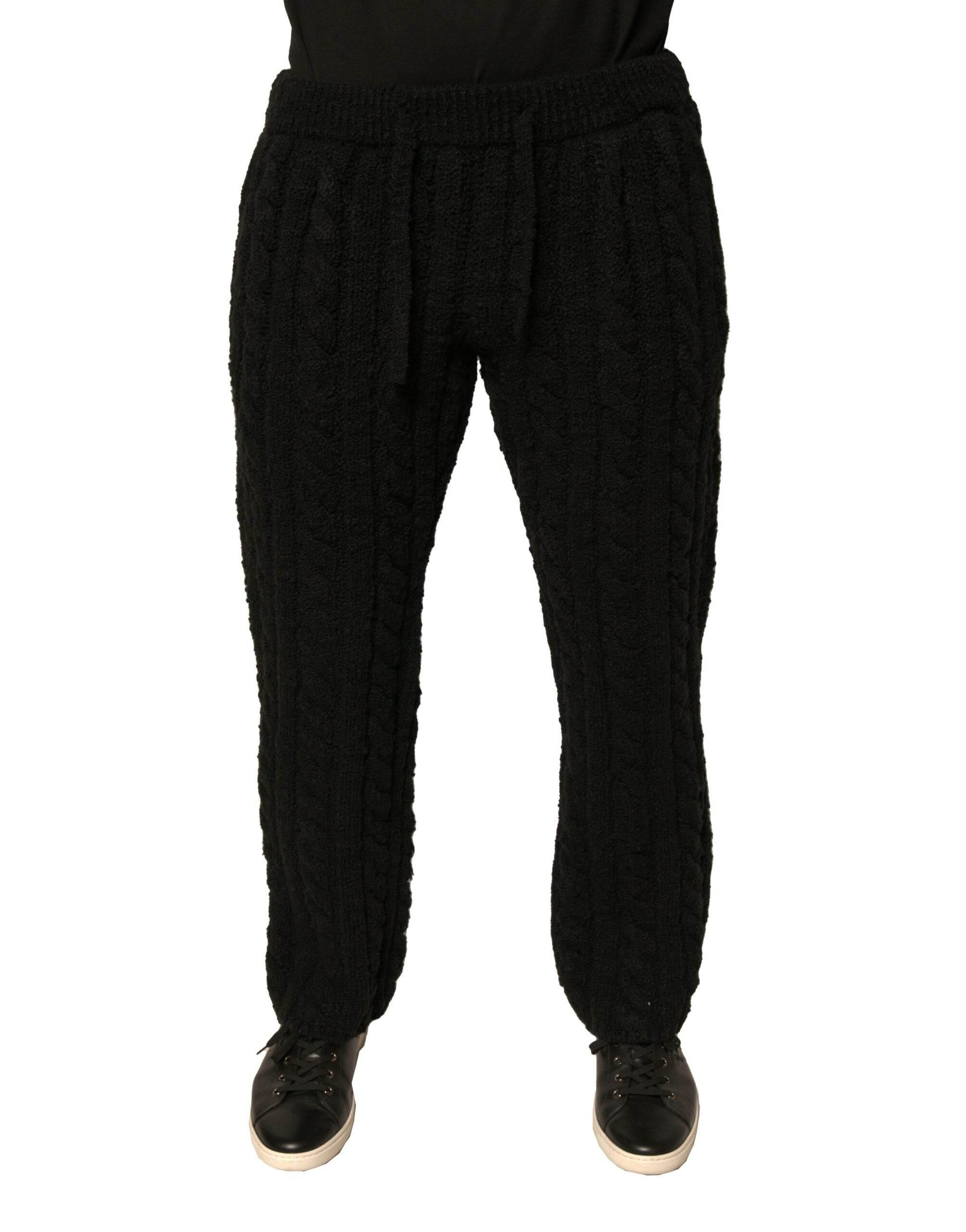 Dolce & Gabbana Black Wool Knitted Skinny Pants - Hilstor