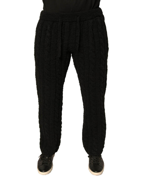 Dolce & Gabbana Black Wool Knitted Skinny Pants - Hilstor