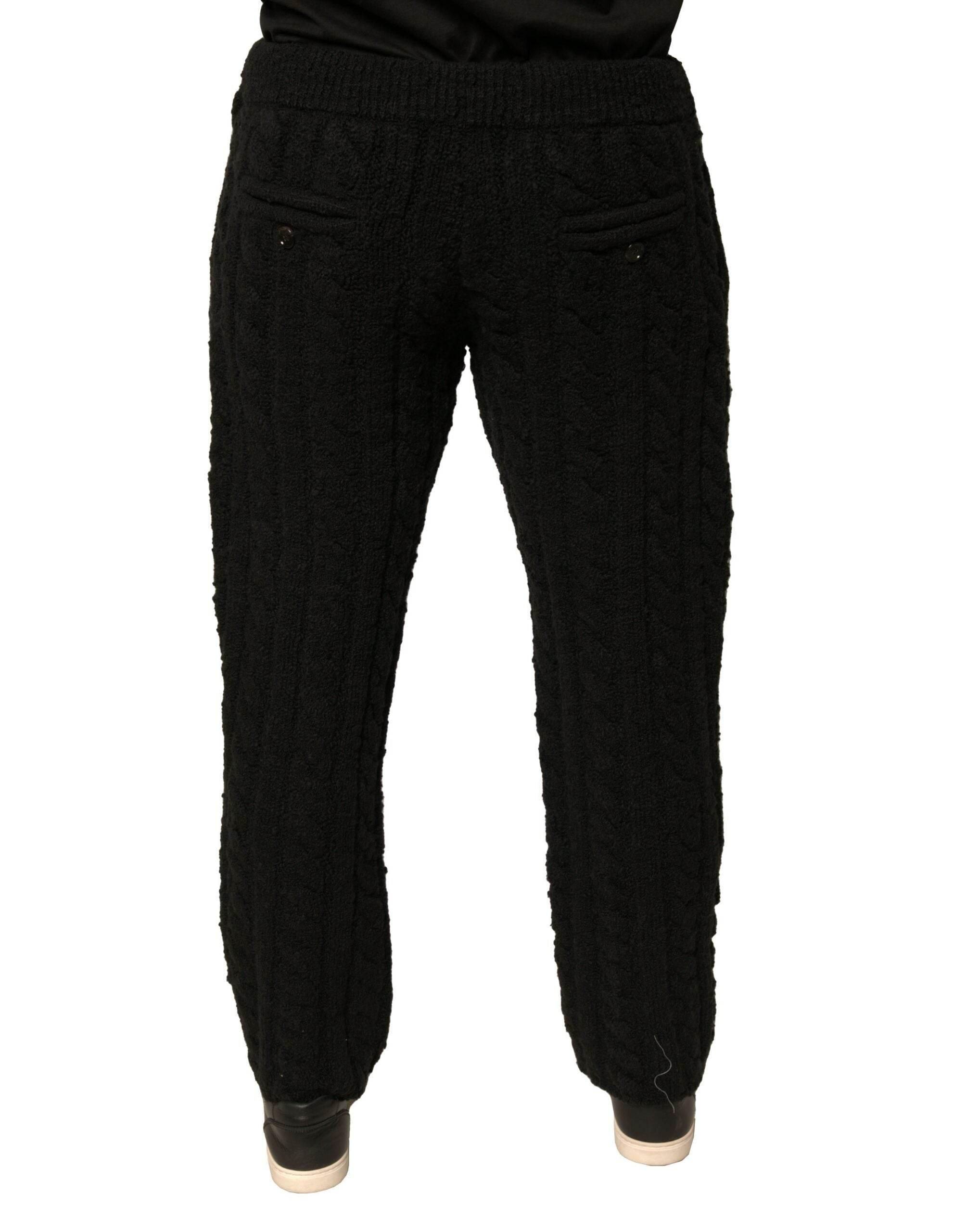 Dolce & Gabbana Black Wool Knitted Skinny Pants - Hilstor