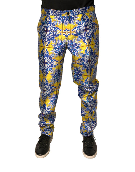 Dolce & Gabbana Multicolor MajolicaSilk Skinny Pants - Hilstor