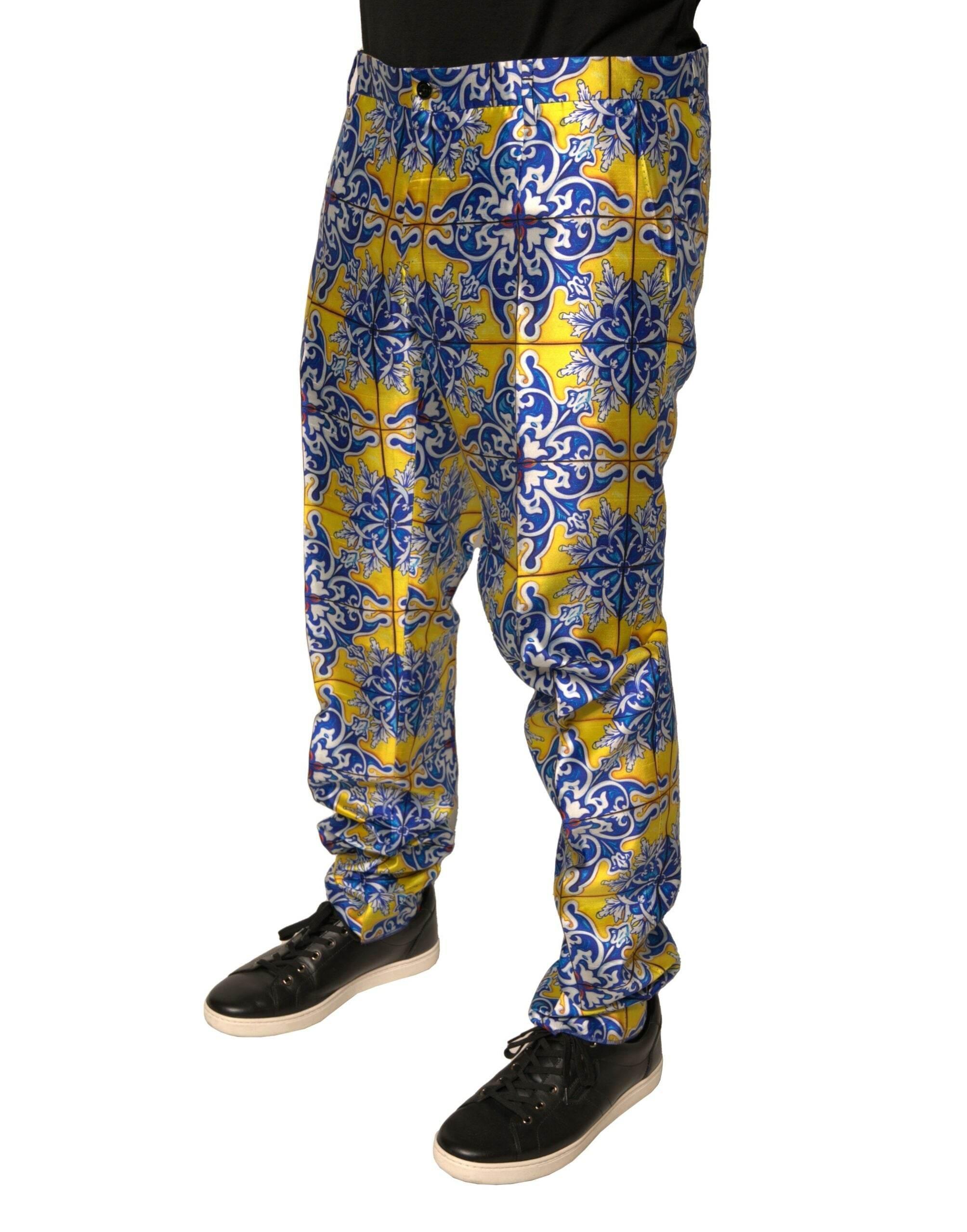 Dolce & Gabbana Multicolor MajolicaSilk Skinny Pants - Hilstor
