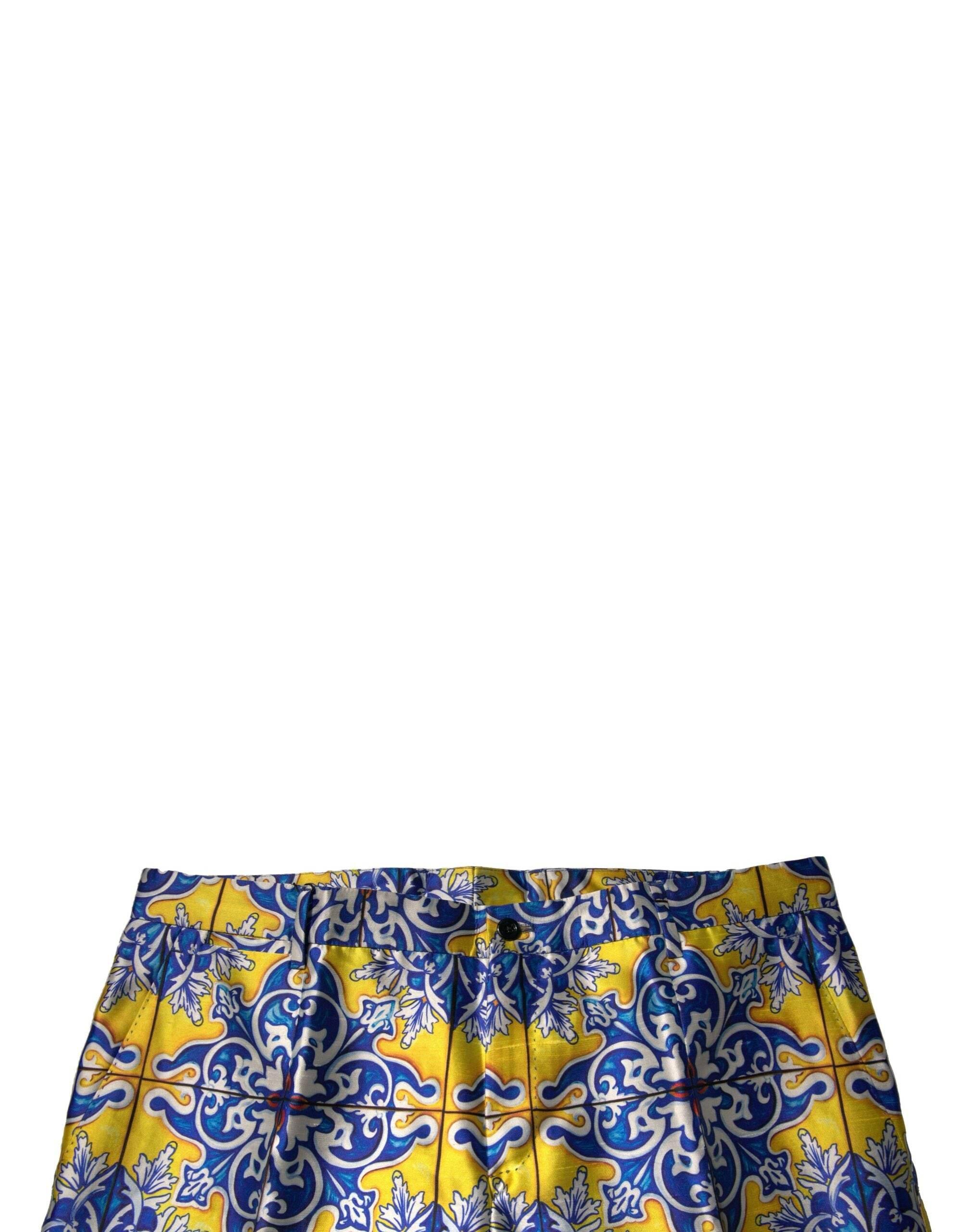 Dolce & Gabbana Multicolor MajolicaSilk Skinny Pants - Hilstor