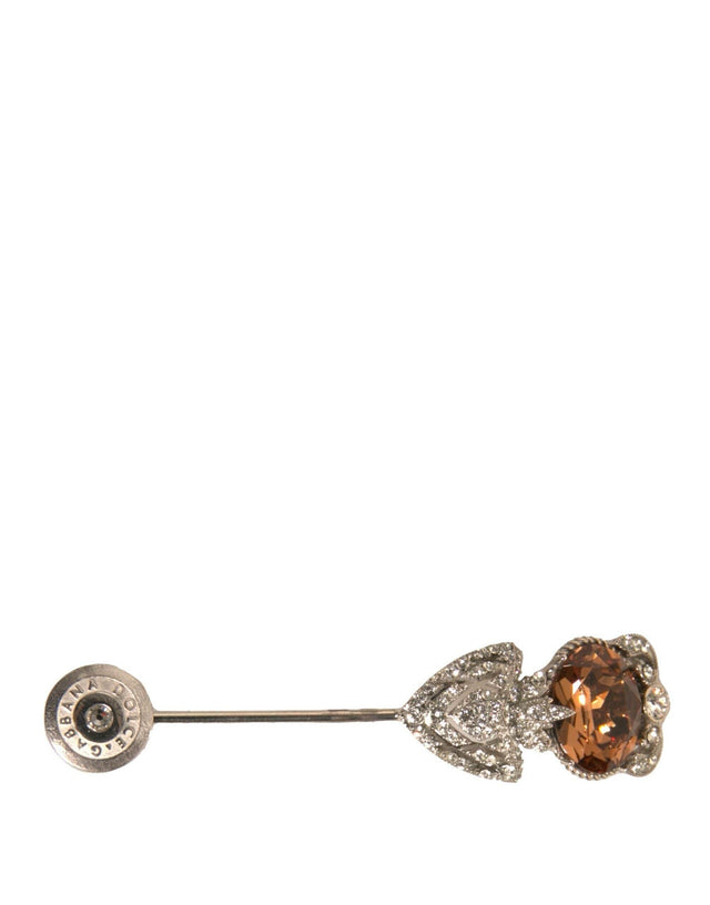 Dolce & Gabbana Silver 925 Sterling Silver Crystals Pin Collar Brooch - Hilstor