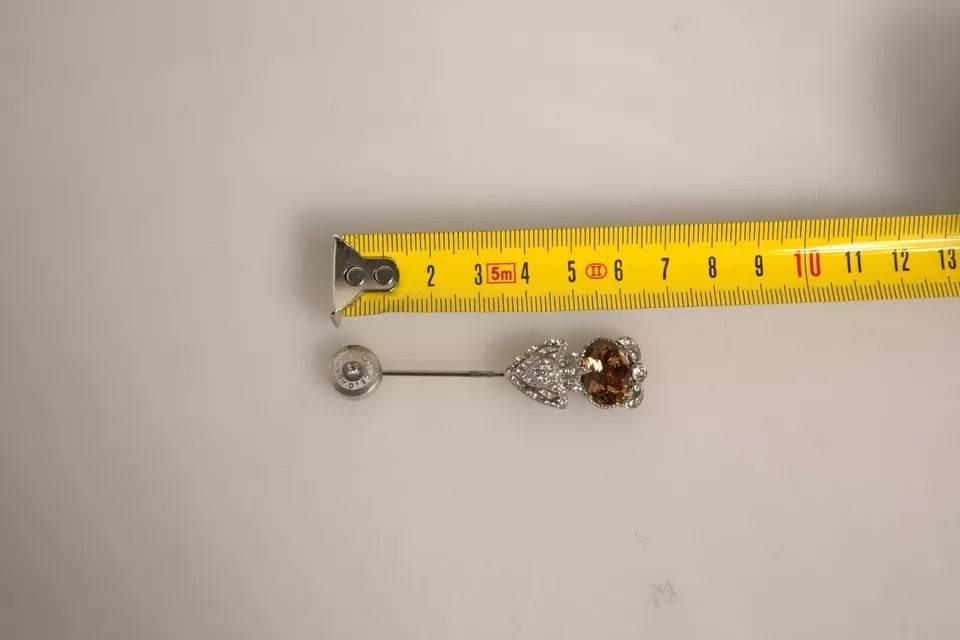 Dolce & Gabbana Silver 925 Sterling Silver Crystals Pin Collar Brooch - Hilstor