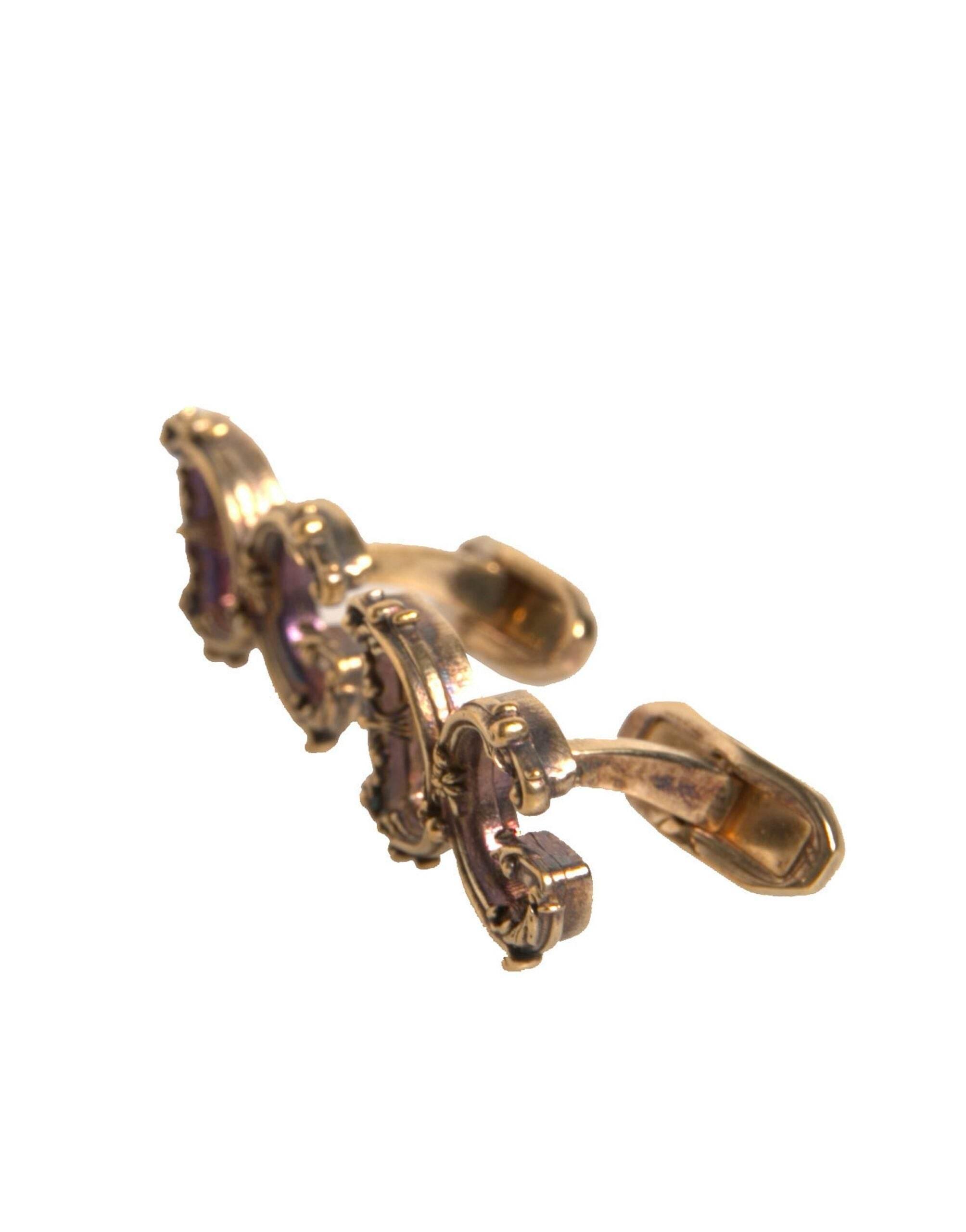 Dolce & Gabbana Gold Tone 925 Sterling Silver DG Logo Cufflink - Hilstor