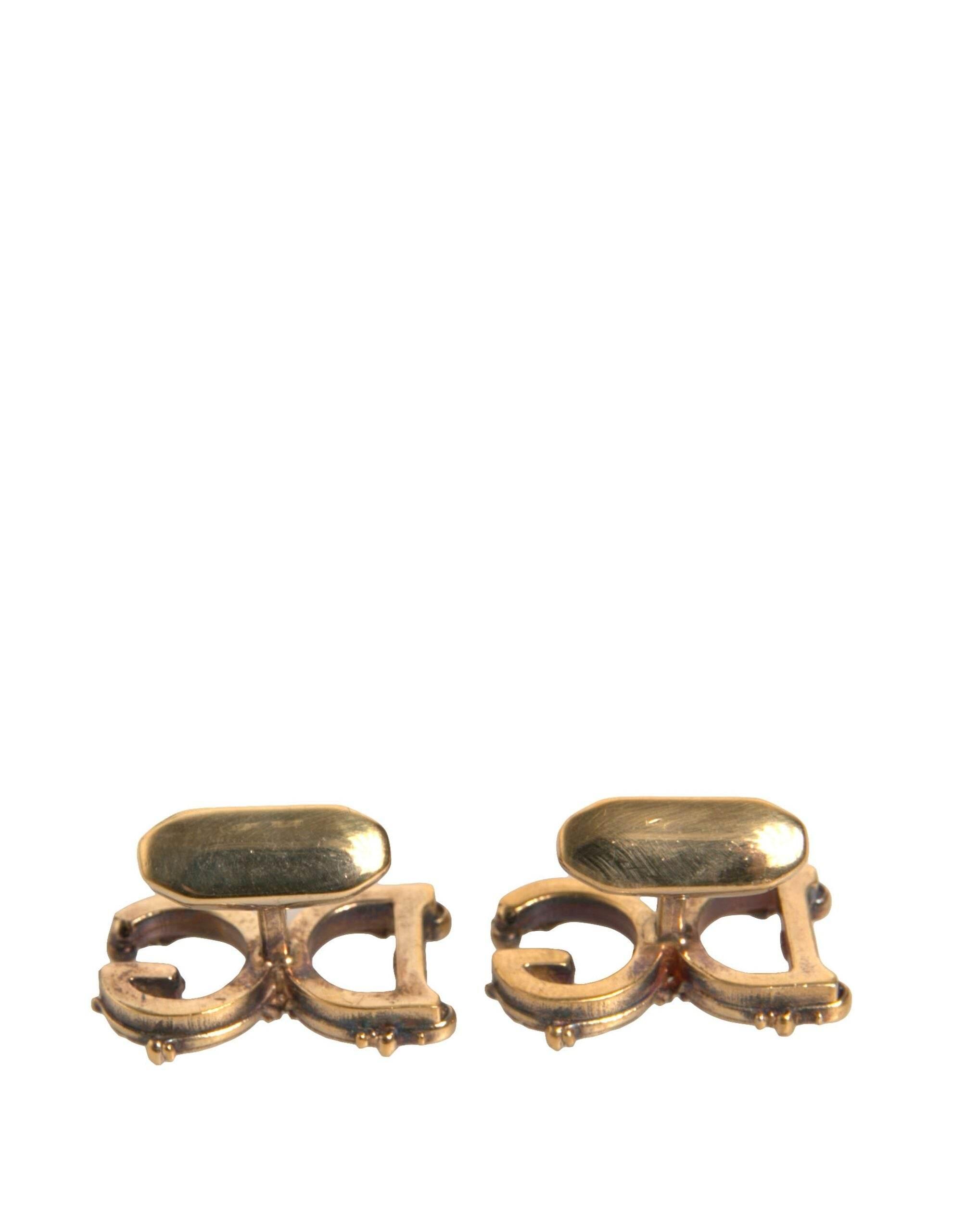 Dolce & Gabbana Gold Tone 925 Sterling Silver DG Logo Cufflink - Hilstor