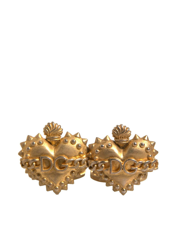 Dolce & Gabbana Gold 925 Sterling Silver DG Heart Cufflink - Hilstor