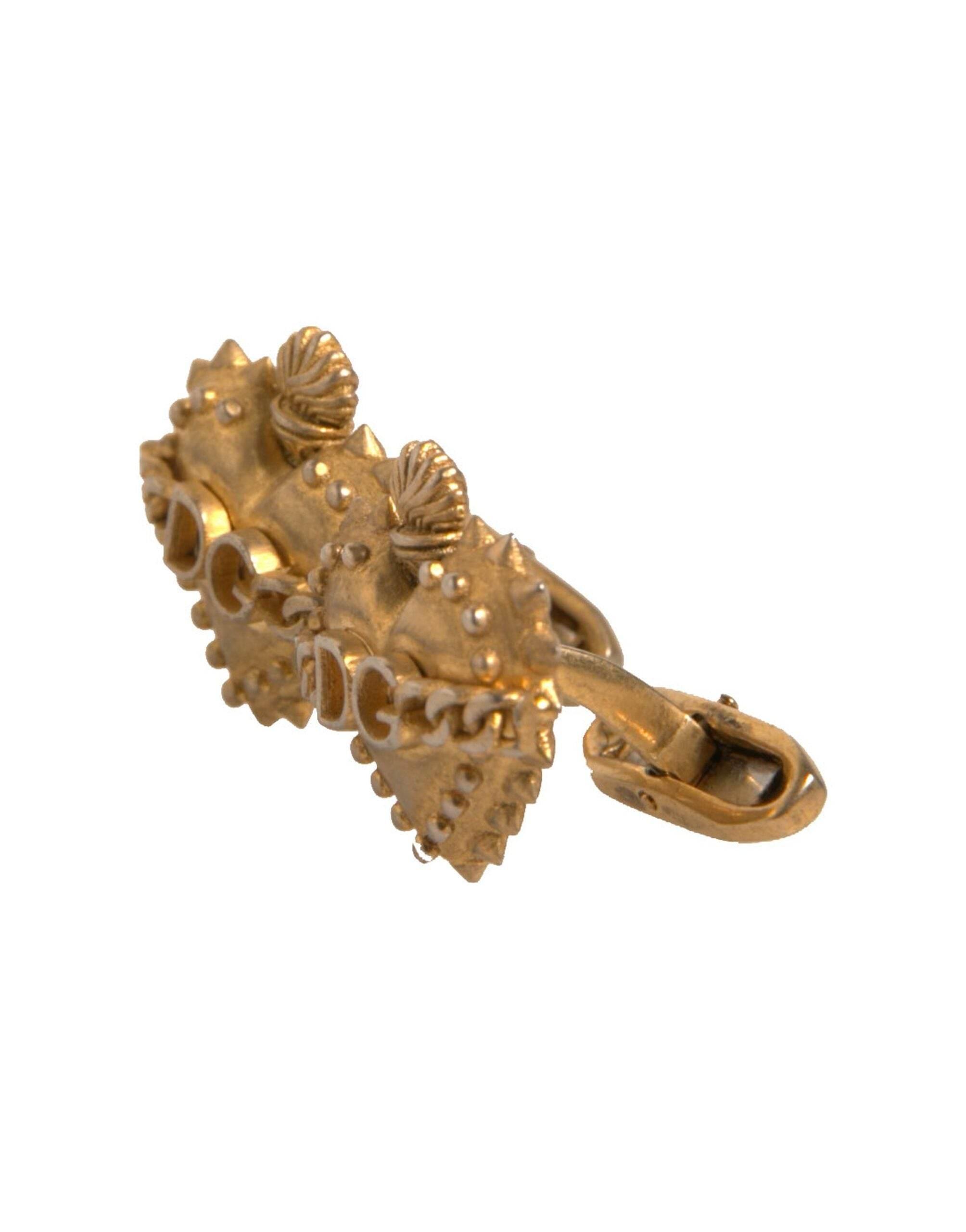 Dolce & Gabbana Gold 925 Sterling Silver DG Heart Cufflink - Hilstor