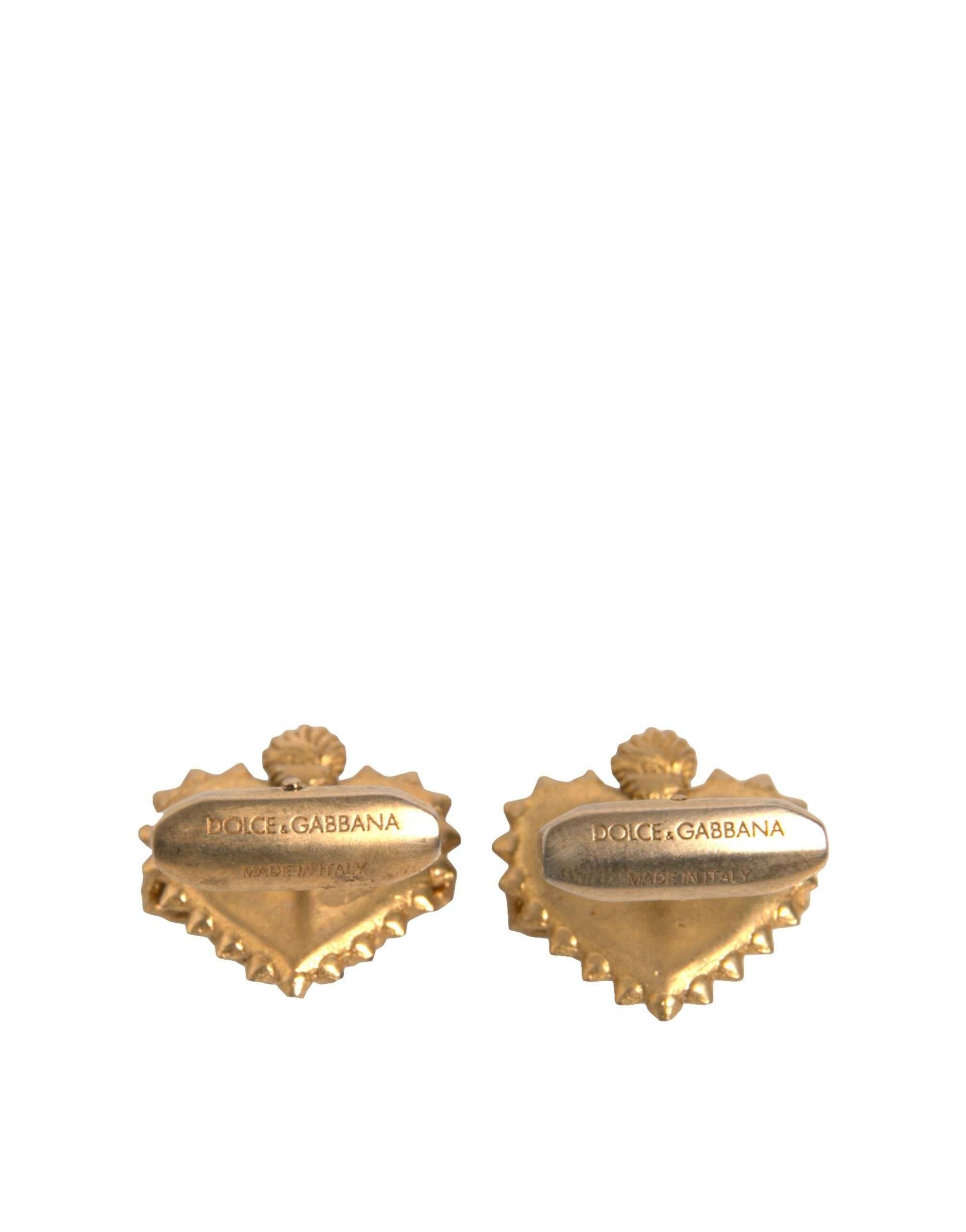 Dolce & Gabbana Gold 925 Sterling Silver DG Heart Cufflink - Hilstor