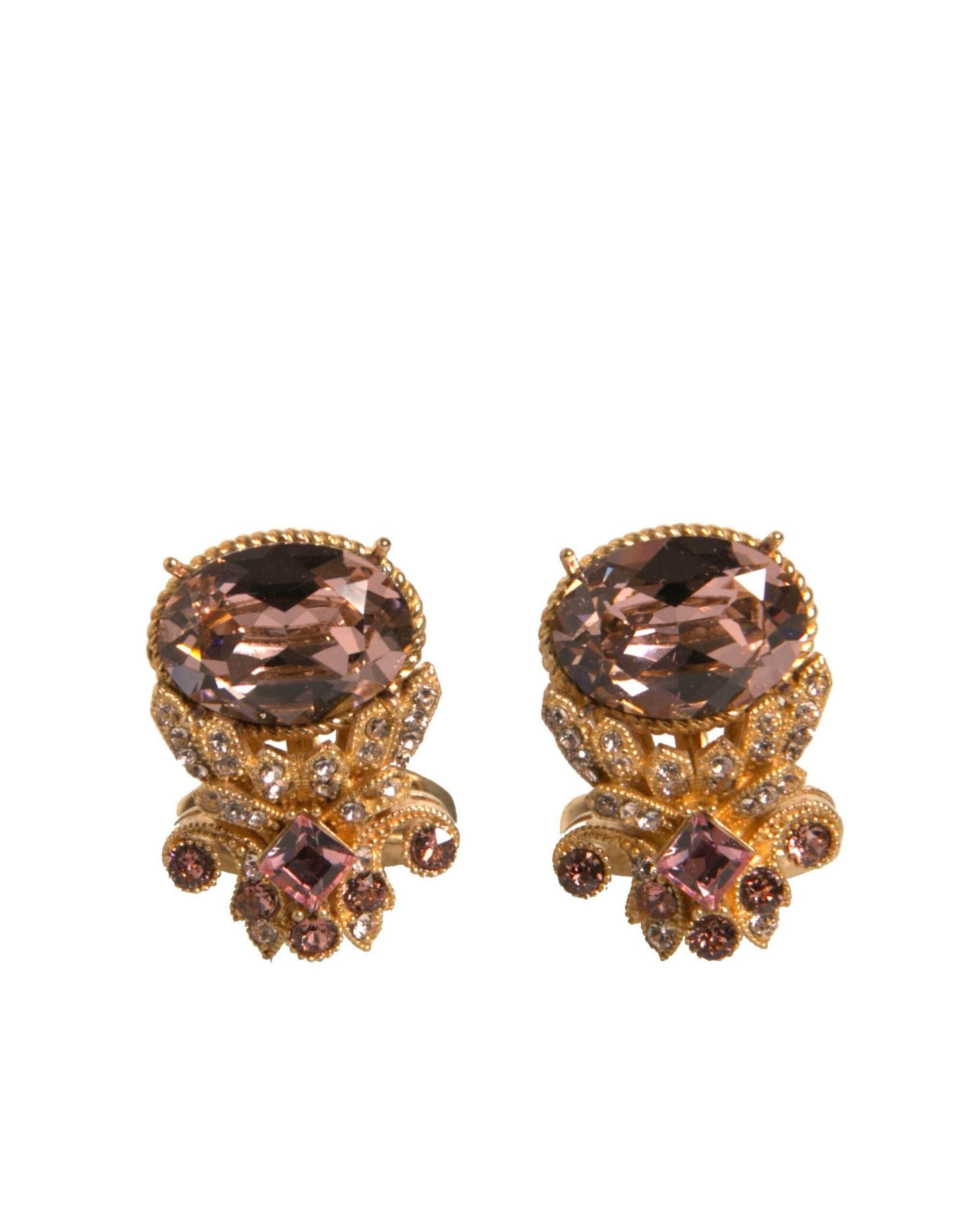 Dolce & Gabbana Gold Tone 925 Sterling Silver Crystal Cufflink - Hilstor