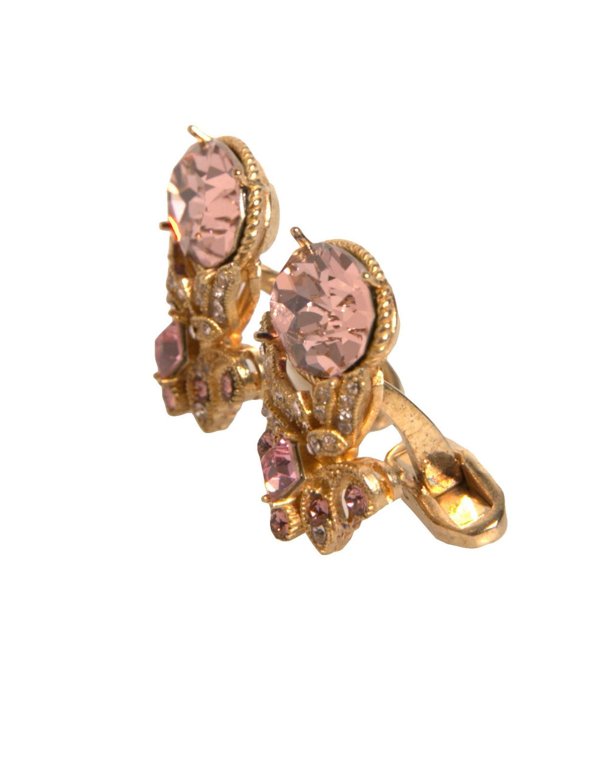 Dolce & Gabbana Gold Tone 925 Sterling Silver Crystal Cufflink - Hilstor