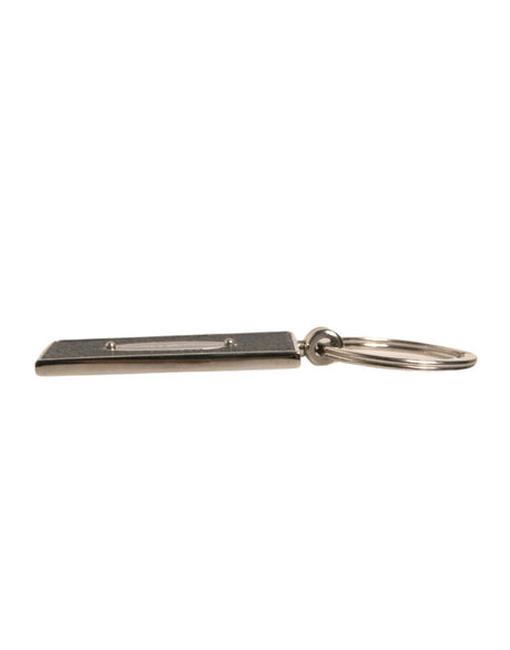 Dolce & Gabbana Black Leather Logo Metal Ring Keychain Keyring - Hilstor