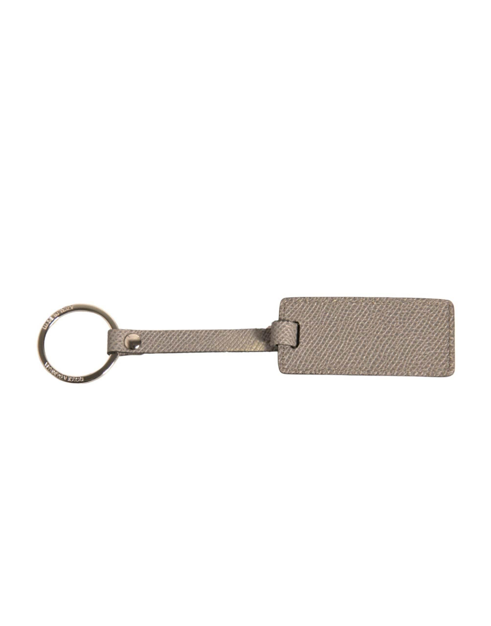 Dolce & Gabbana Beige DG Logo Leather Gold Metal Men Keychain Keyring - Hilstor