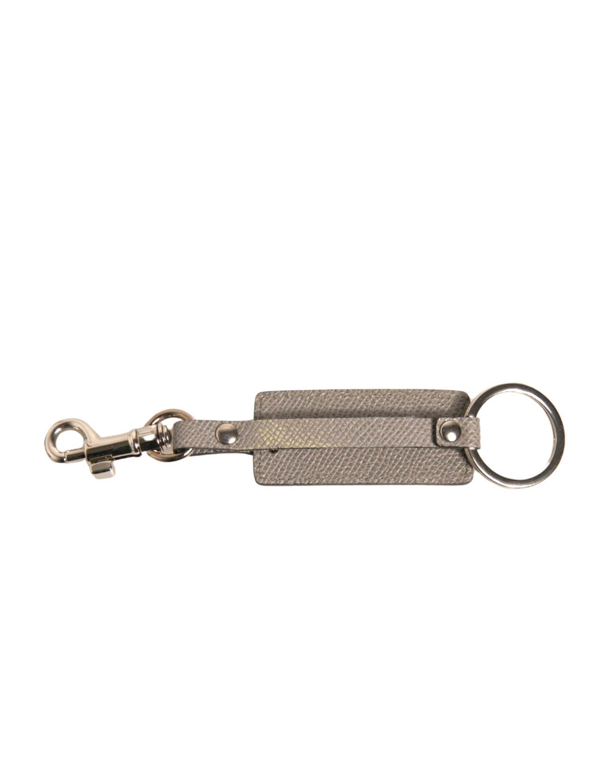 Dolce & Gabbana Beige DG Logo Leather Gold Metal Men Keychain Keyring - Hilstor