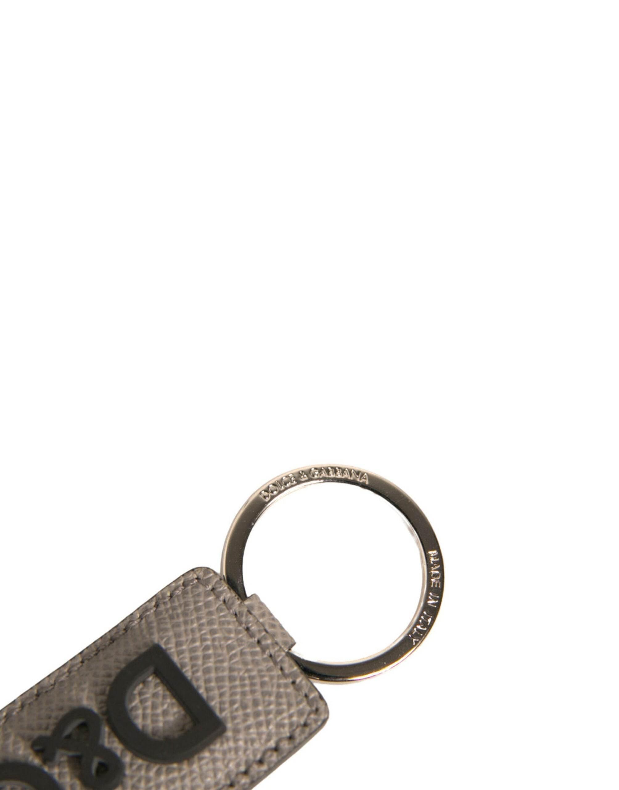 Dolce & Gabbana Beige DG Logo Leather Gold Metal Men Keychain Keyring - Hilstor