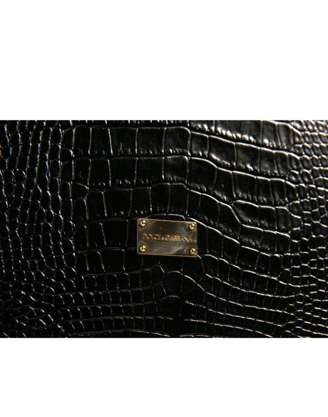 Dolce & Gabbana Elegant Black Leather Logo Plaque Holder Catalogue Case - Hilstor
