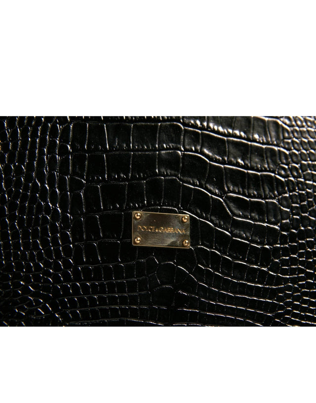 Dolce & Gabbana Elegant Black Leather Logo Plaque Holder Catalogue Case - Hilstor