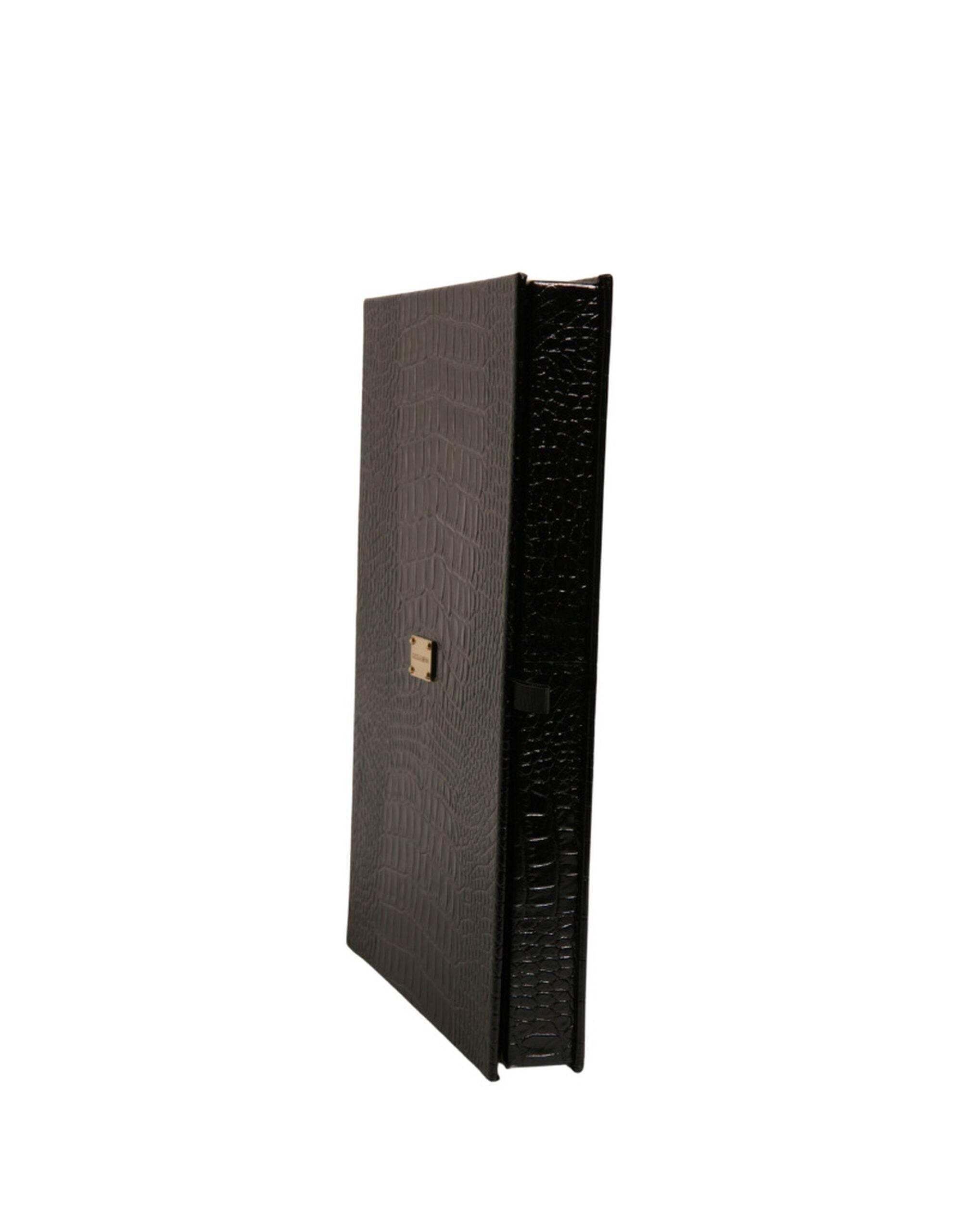 Dolce & Gabbana Elegant Black Leather Logo Plaque Holder Catalogue Case - Hilstor
