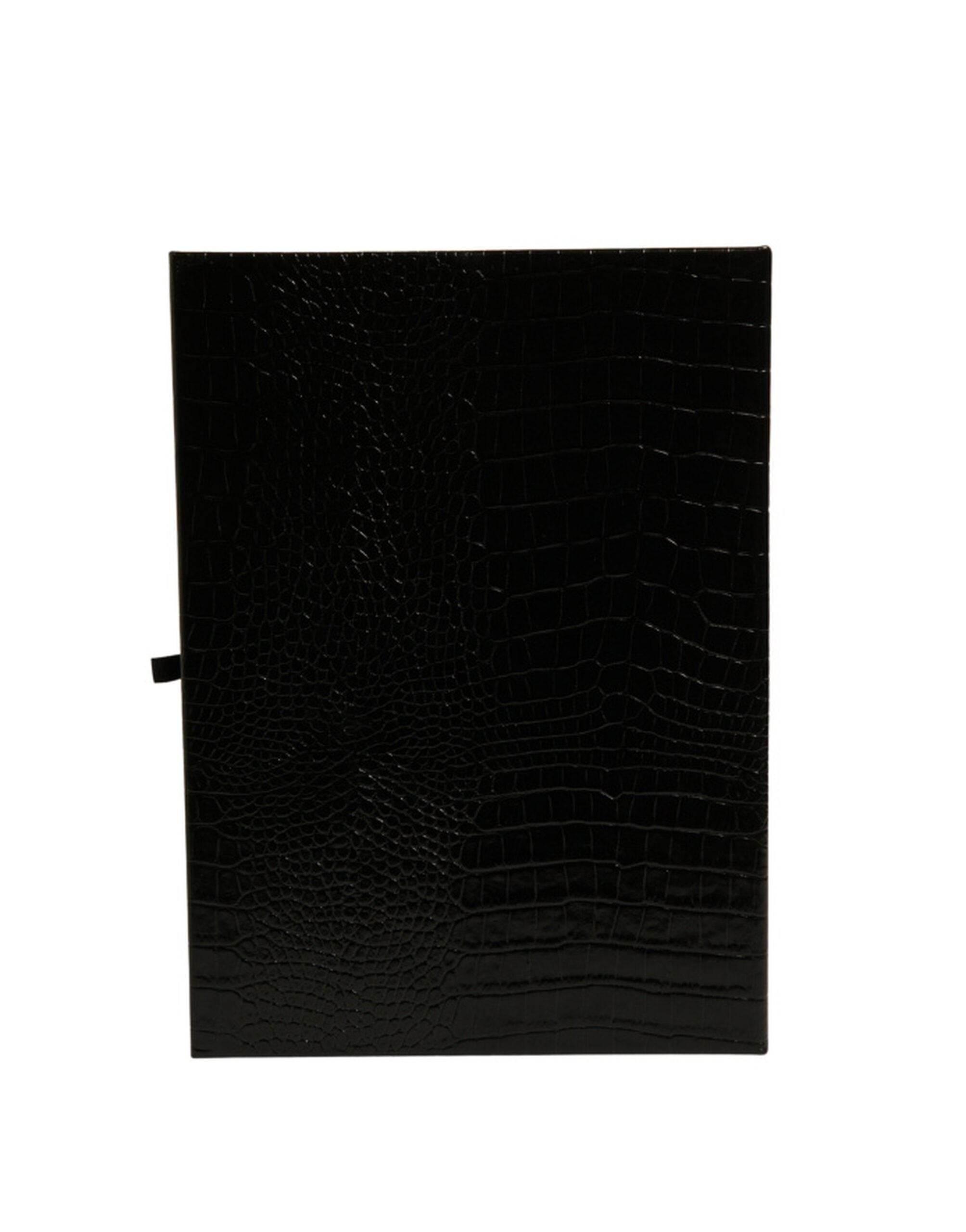 Dolce & Gabbana Elegant Black Leather Logo Plaque Holder Catalogue Case - Hilstor