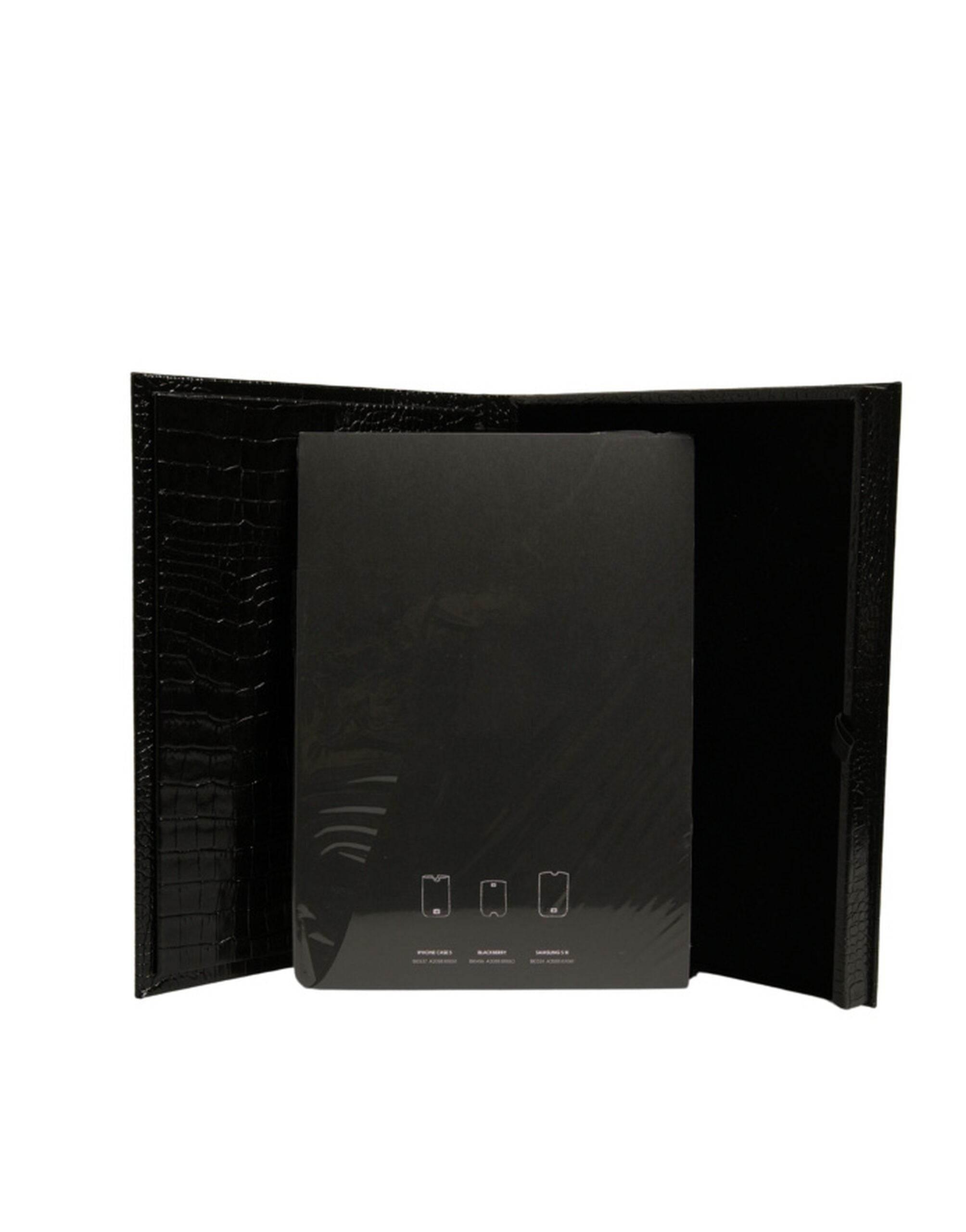 Dolce & Gabbana Elegant Black Leather Logo Plaque Holder Catalogue Case - Hilstor