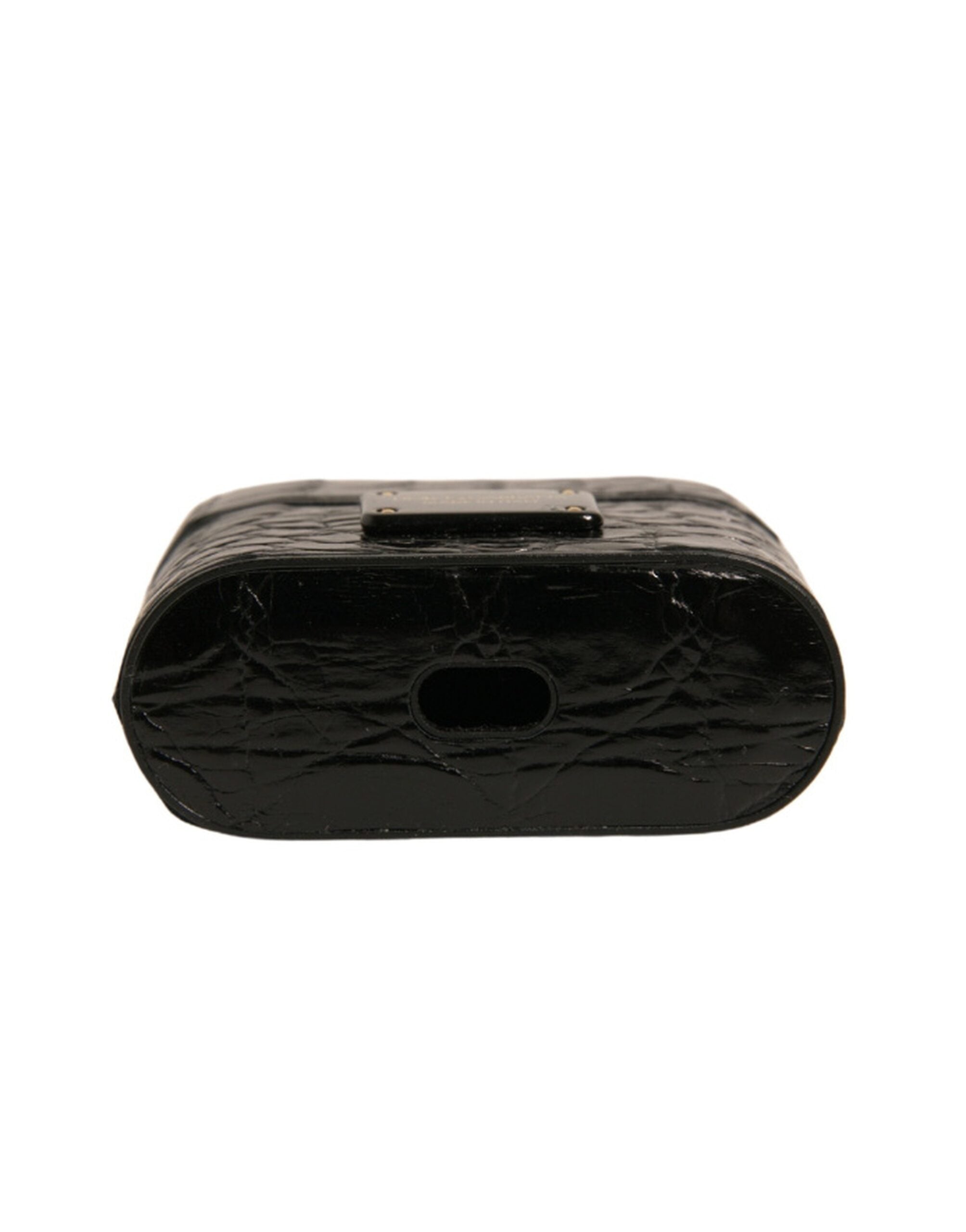 Dolce &amp; Gabbana Sort Læder Metal Logo Plaque Holder Airpods Case